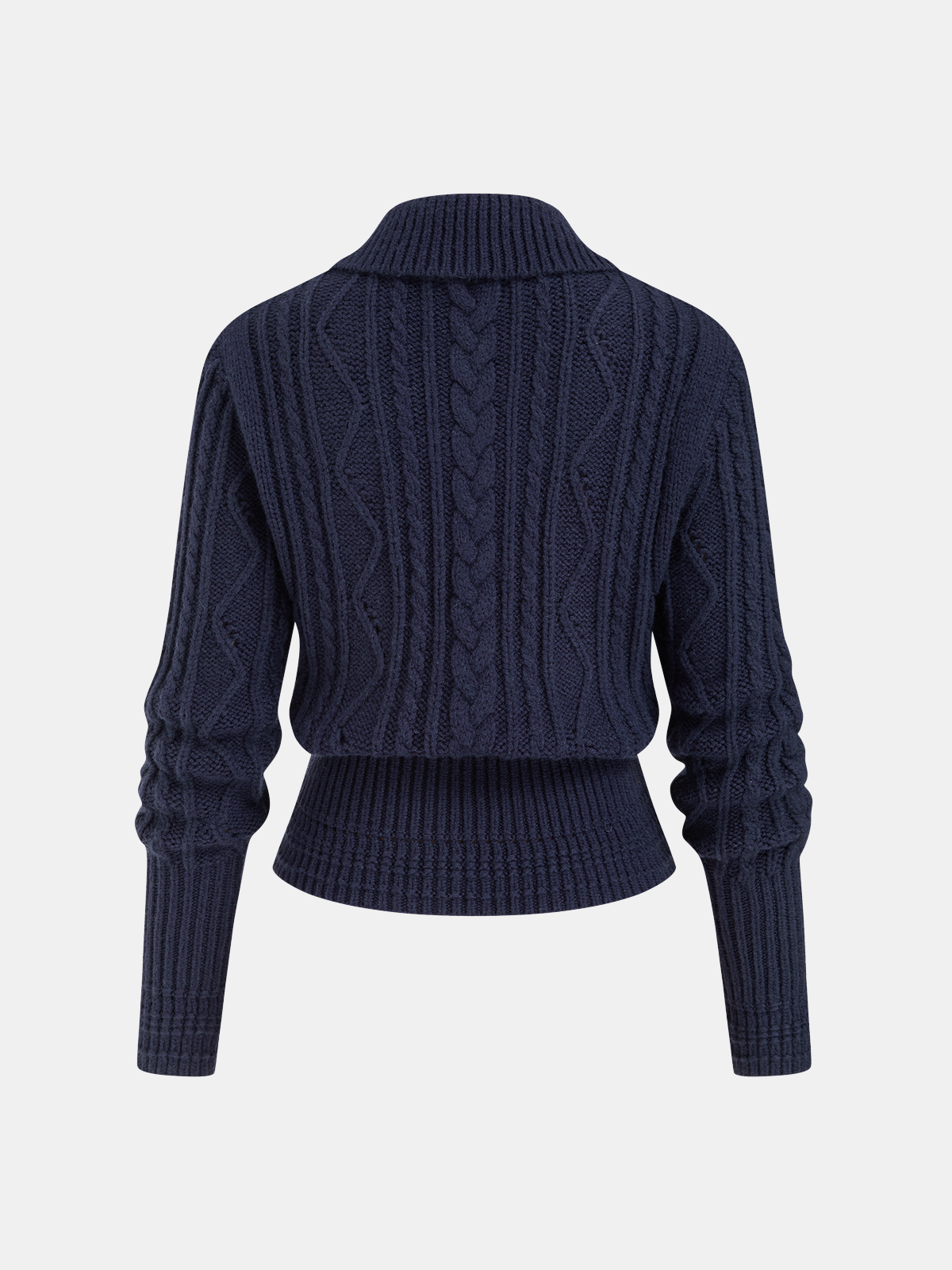Wool-Blend Cable-Knit Waist-Defined Sweater for Women