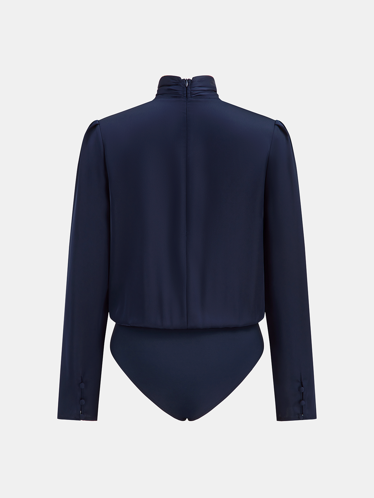 Twisted Mock Neck Long-Sleeve Satin Bodysuit, Elegant Women's Fashion Staple