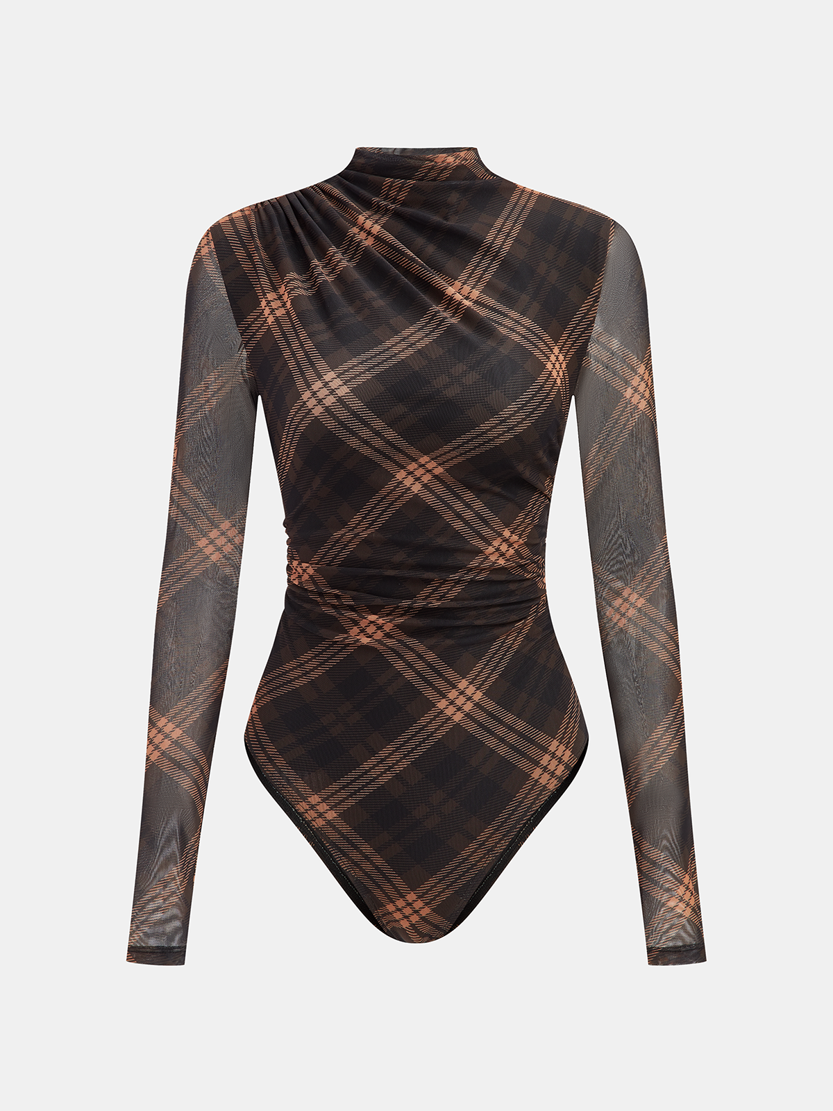 Gradient Print Ruched Long Sleeve Bodysuits for Women Fashion Trend