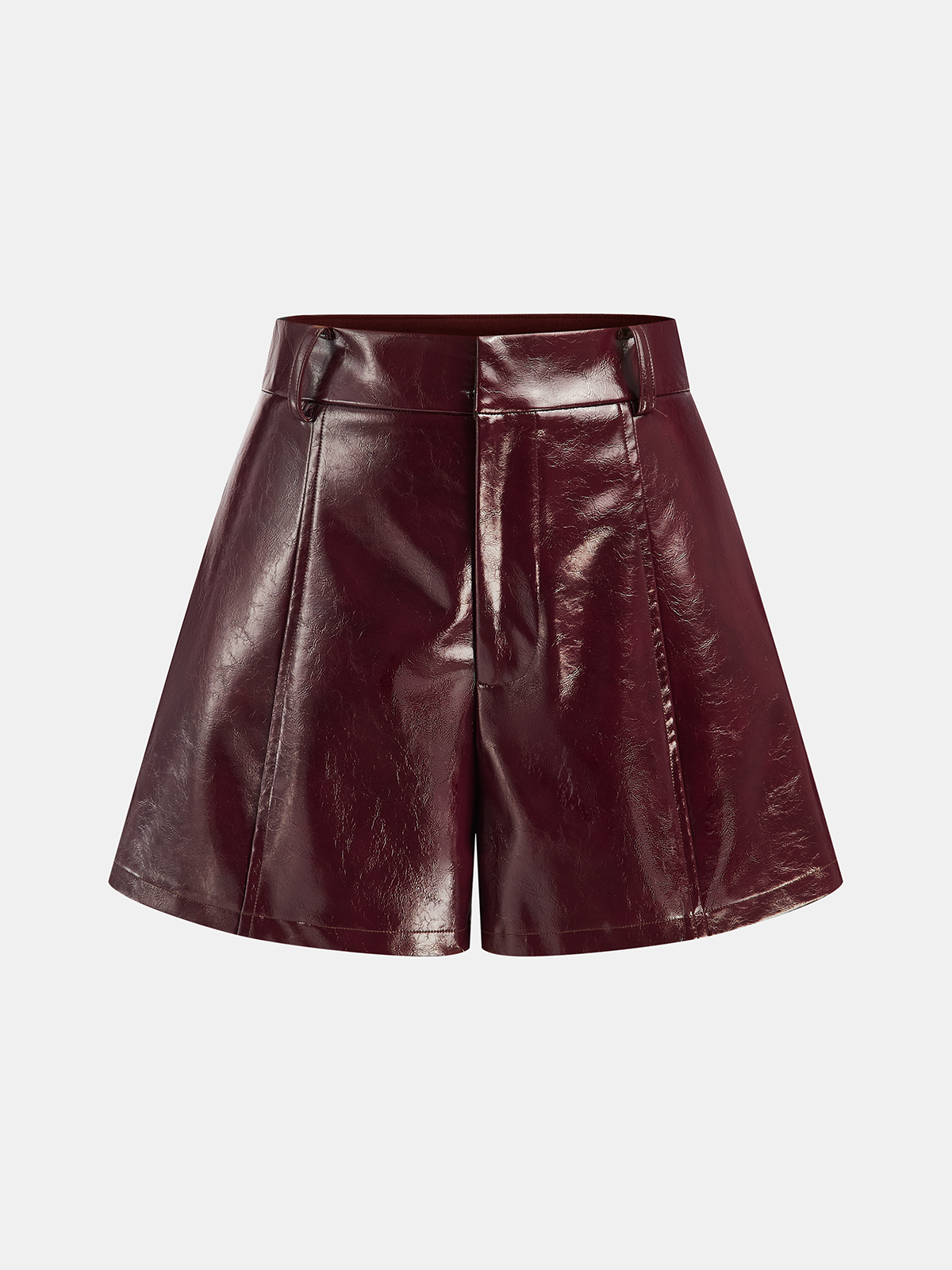 Faux Leather A-Line Shorts High Waist Comfort Fit