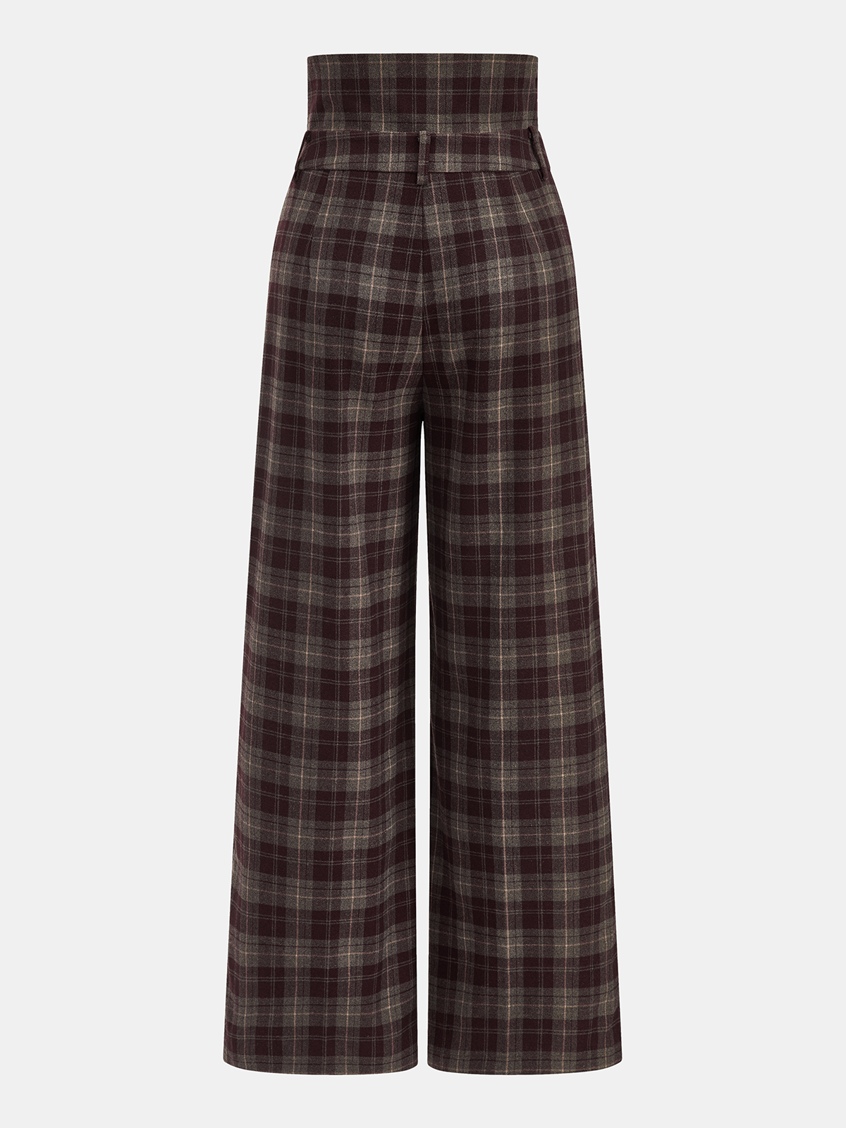 High-Waisted Plaid Wide-Leg Pants for Women Casual Comfort