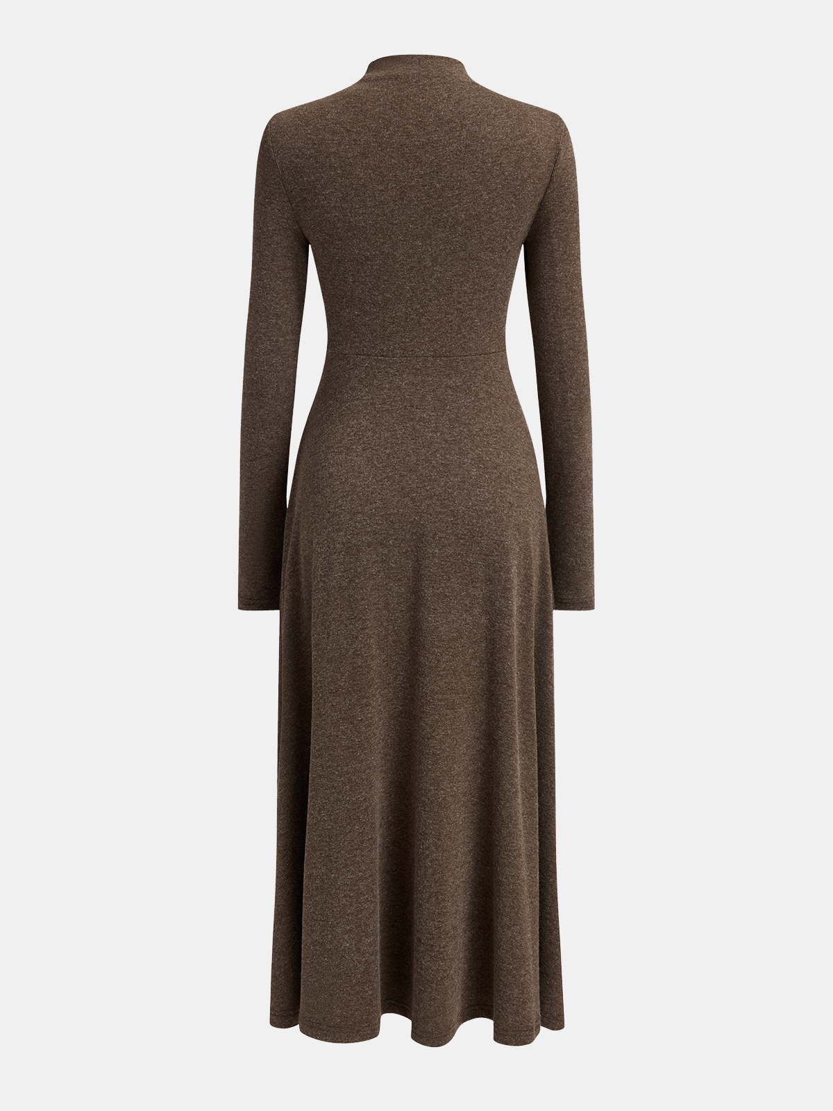 Asymmetric Button-Detail Dress with Long Sleeves and Midi Length