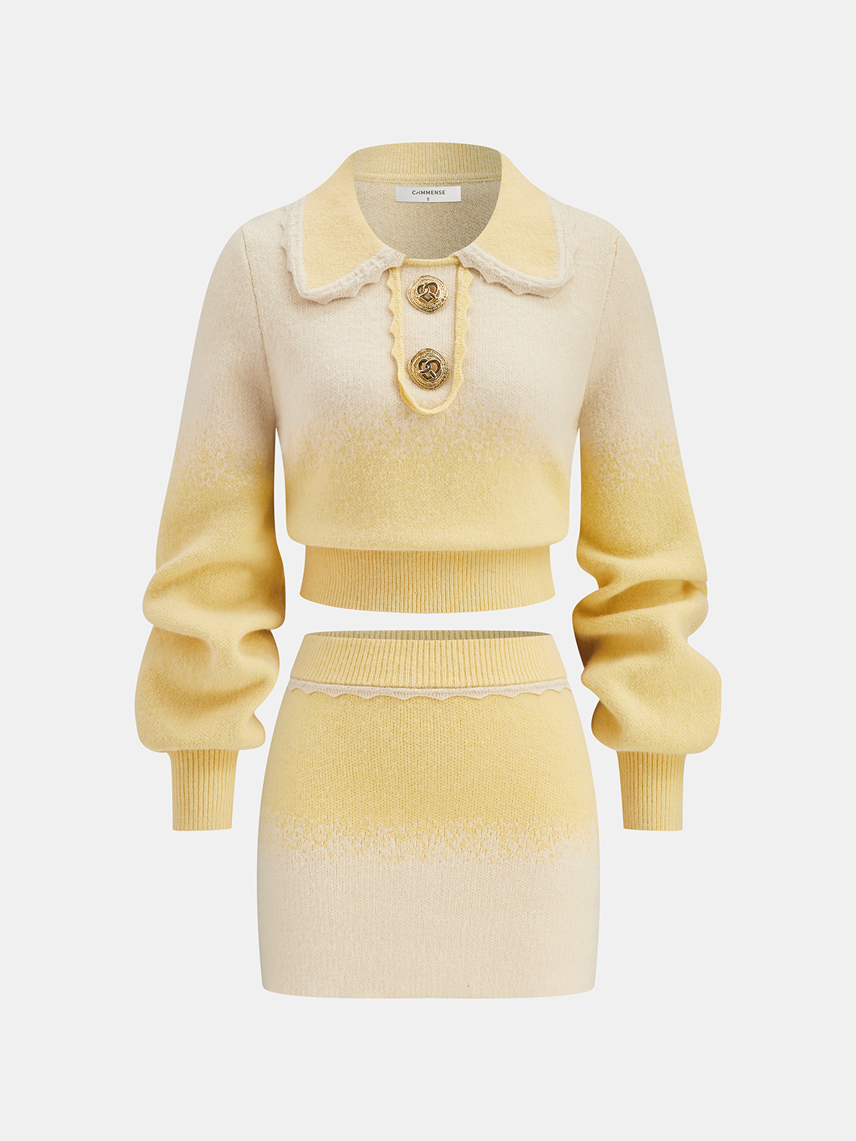 Ombre Knitted Top and Mini Skirt Set with Cozy Stretch Fabric