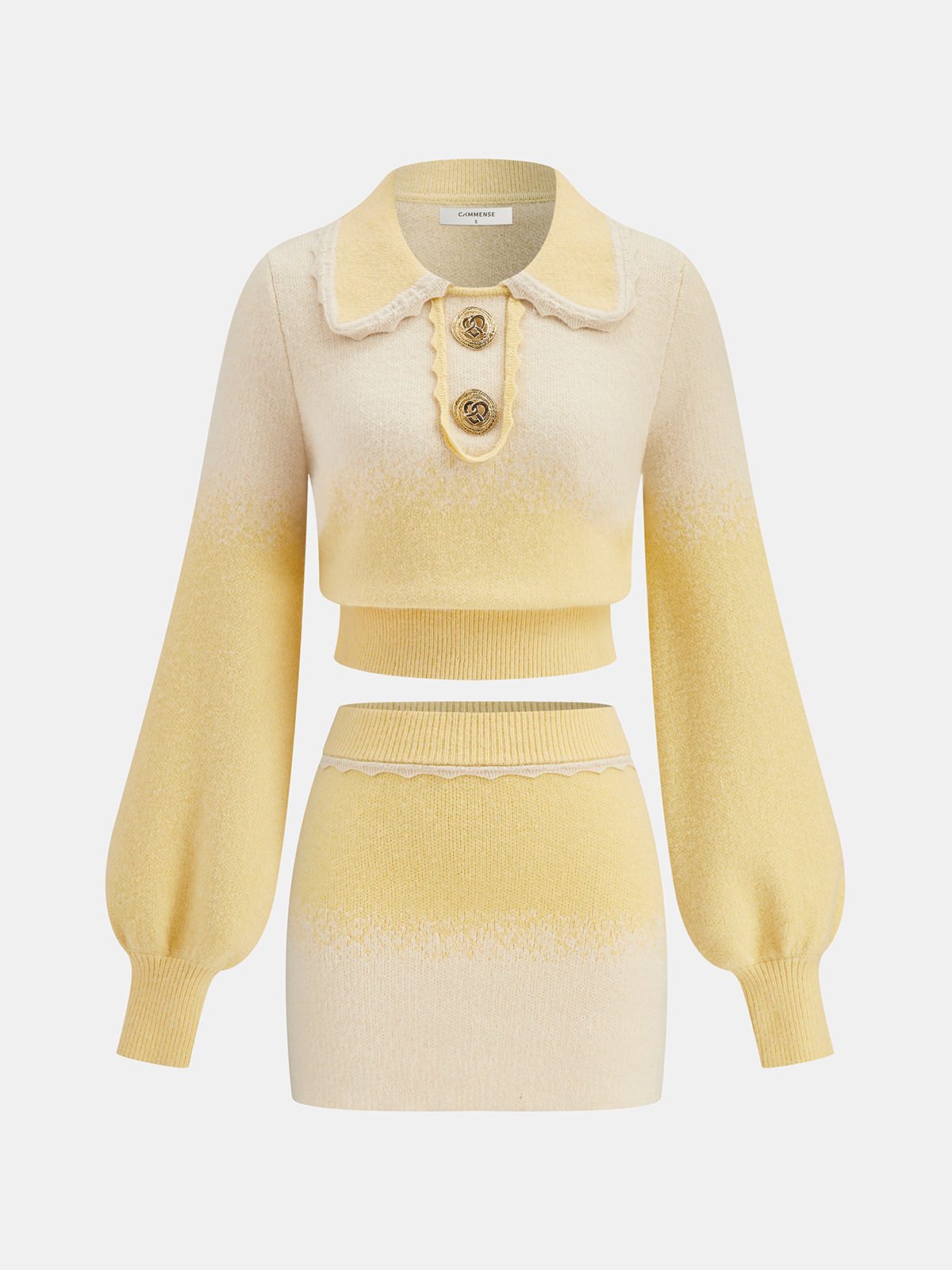Ombre Knitted Top and Mini Skirt Set with Cozy Stretch Fabric