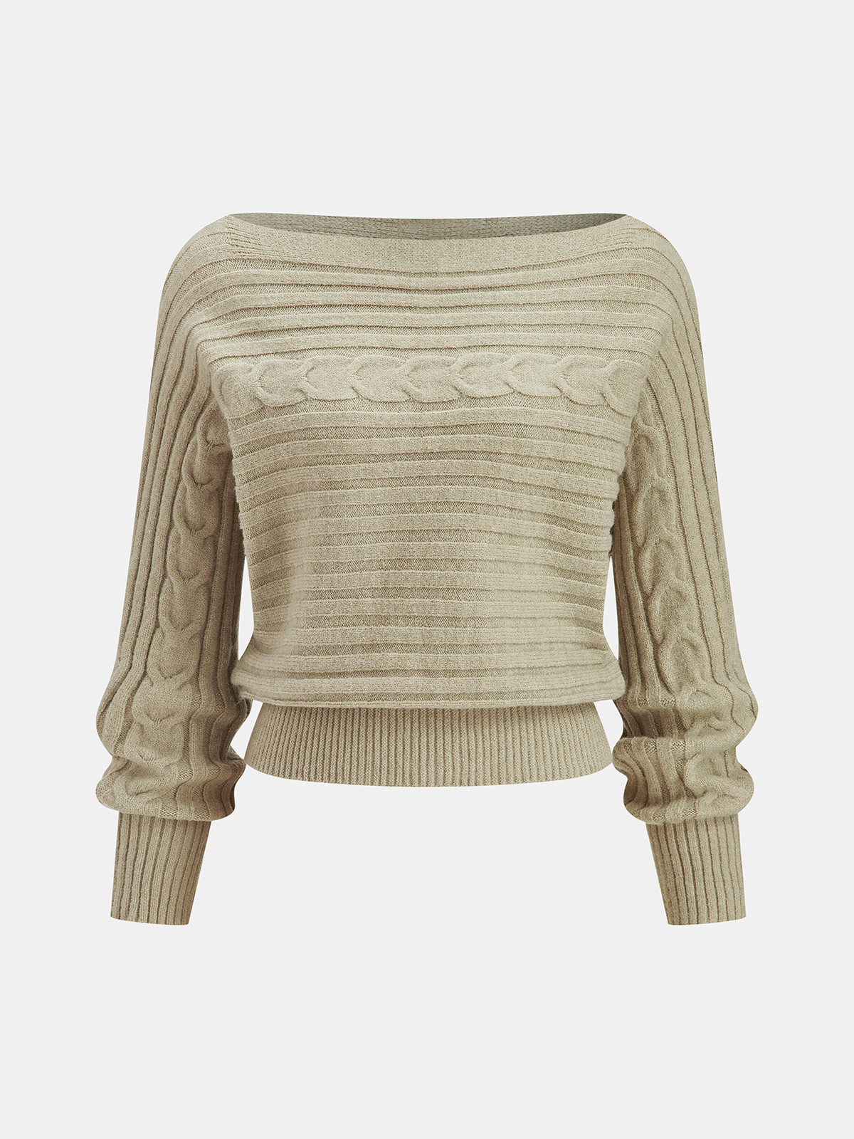 Off-Shoulder Cable-Knit Cropped Sweater for Women Comfort Fit