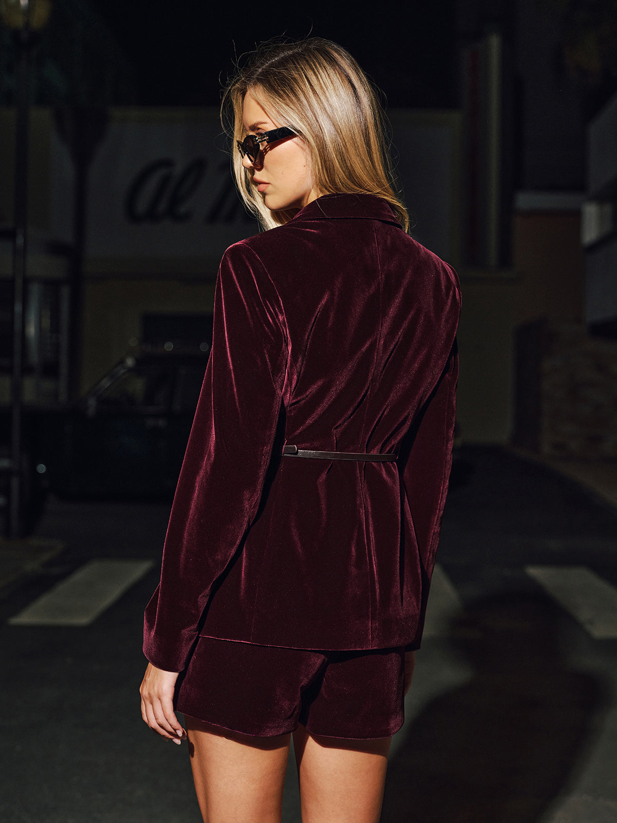 Velvet Belted Blazer - Stylish Women's Formal Jacket