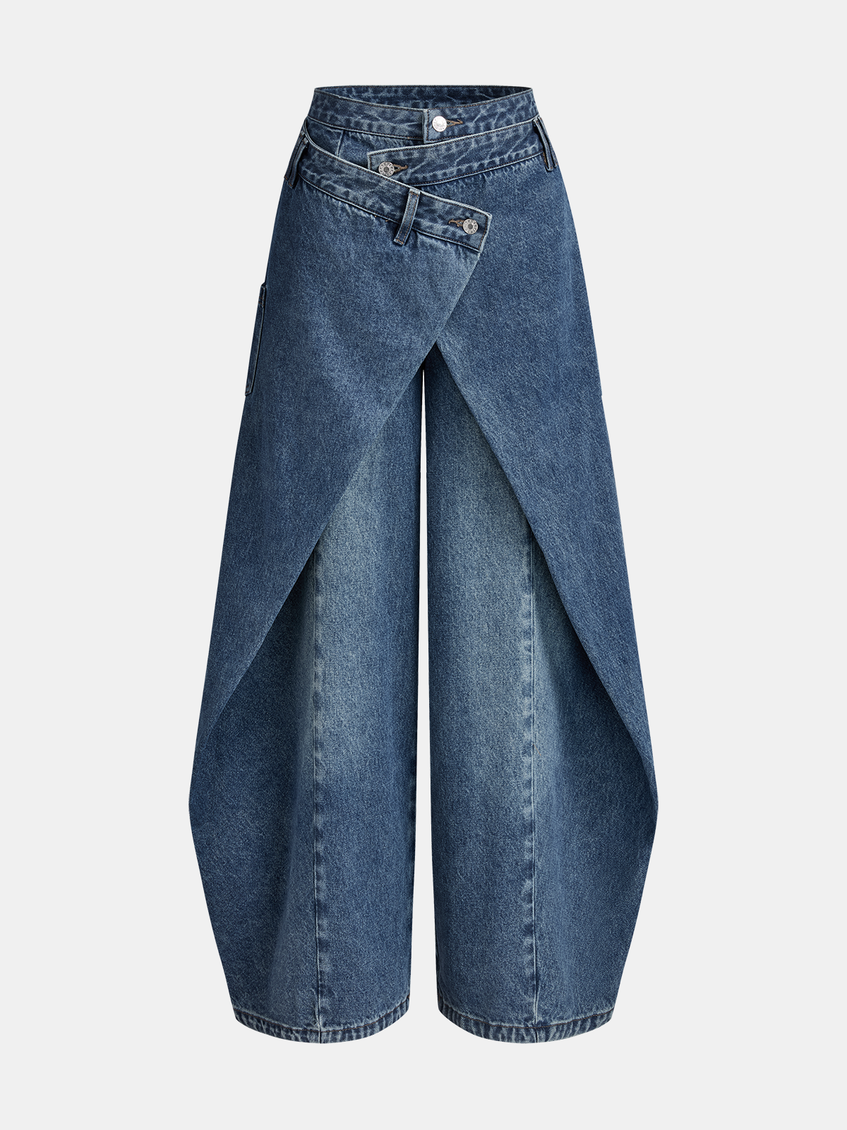 Cross-Front Wide-Leg Jeans for Women High Waist Casual Fit