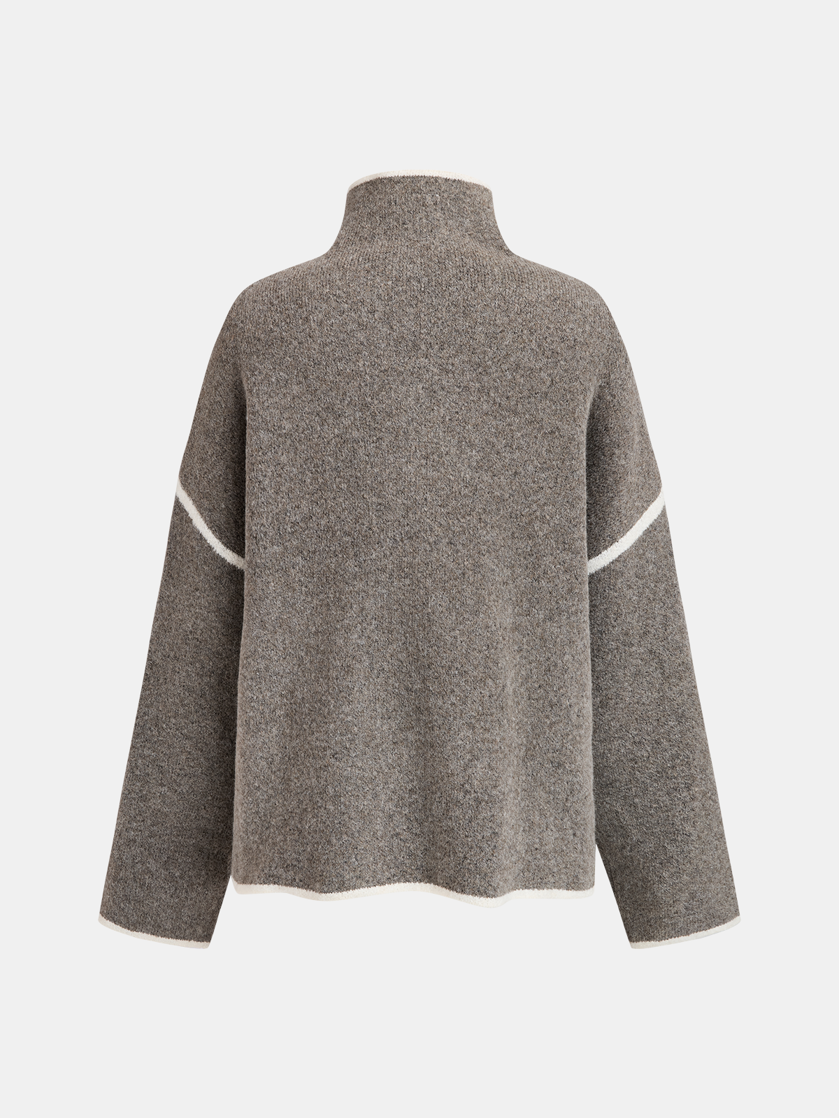 Mock Neck Contrast Trim Sweater with Fashionable Cozy Details