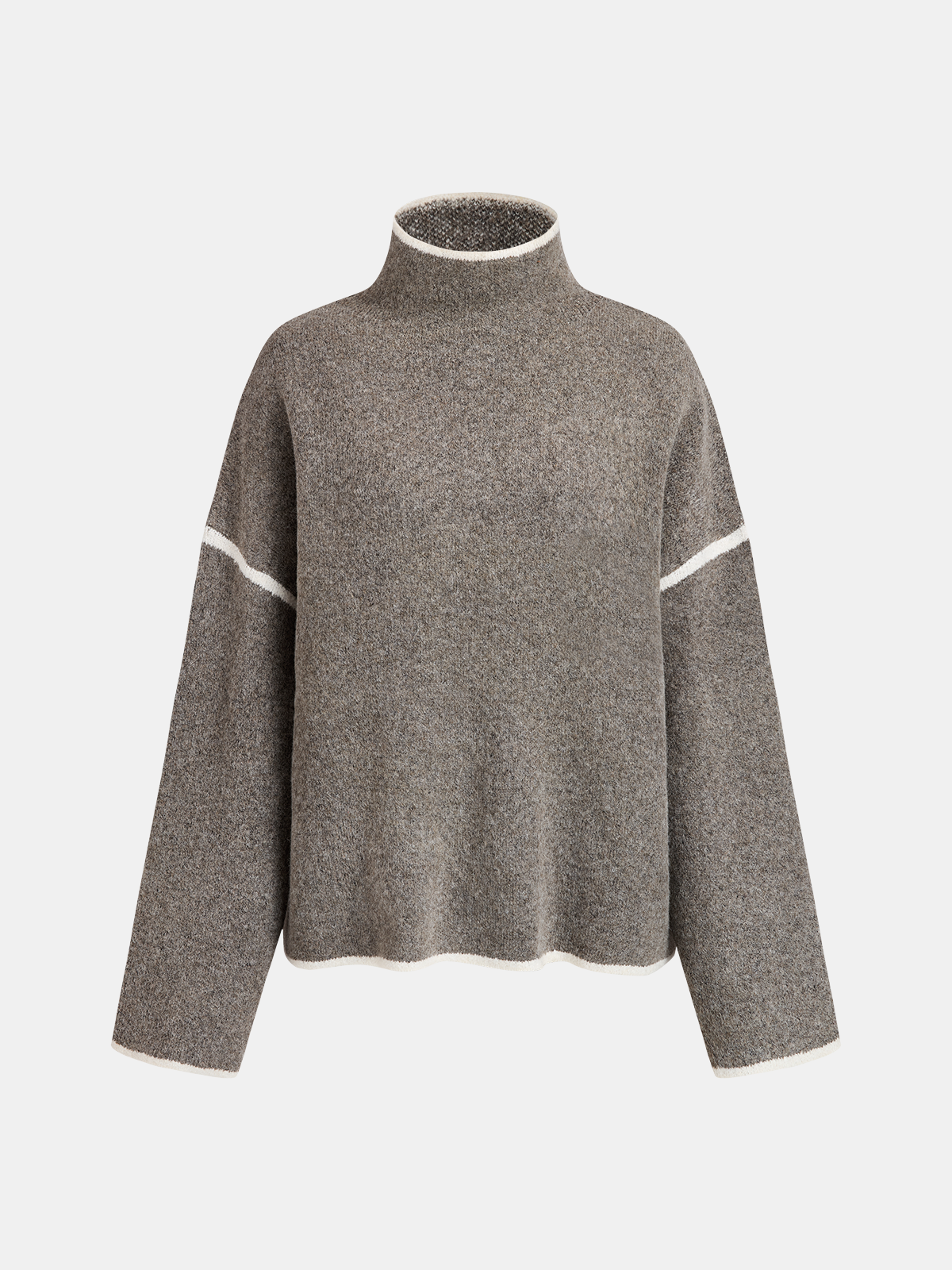 Mock Neck Contrast Trim Sweater with Fashionable Cozy Details
