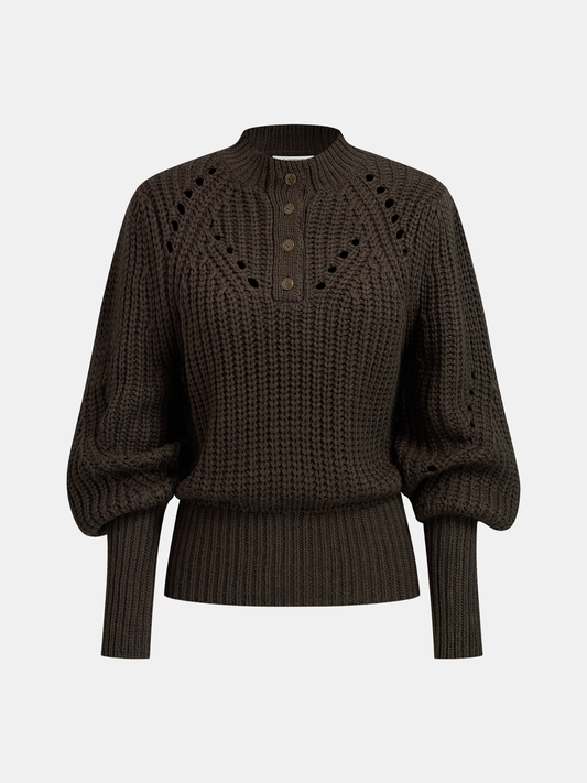 Tie-Waist Button-Front Knit Sweater Cozy Comfort Fit