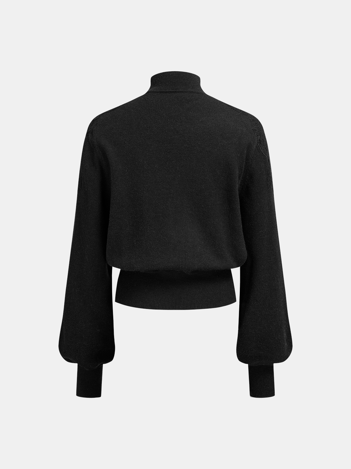 Mock Neck Lace Panel Sweater with Elegant Long Sleeves