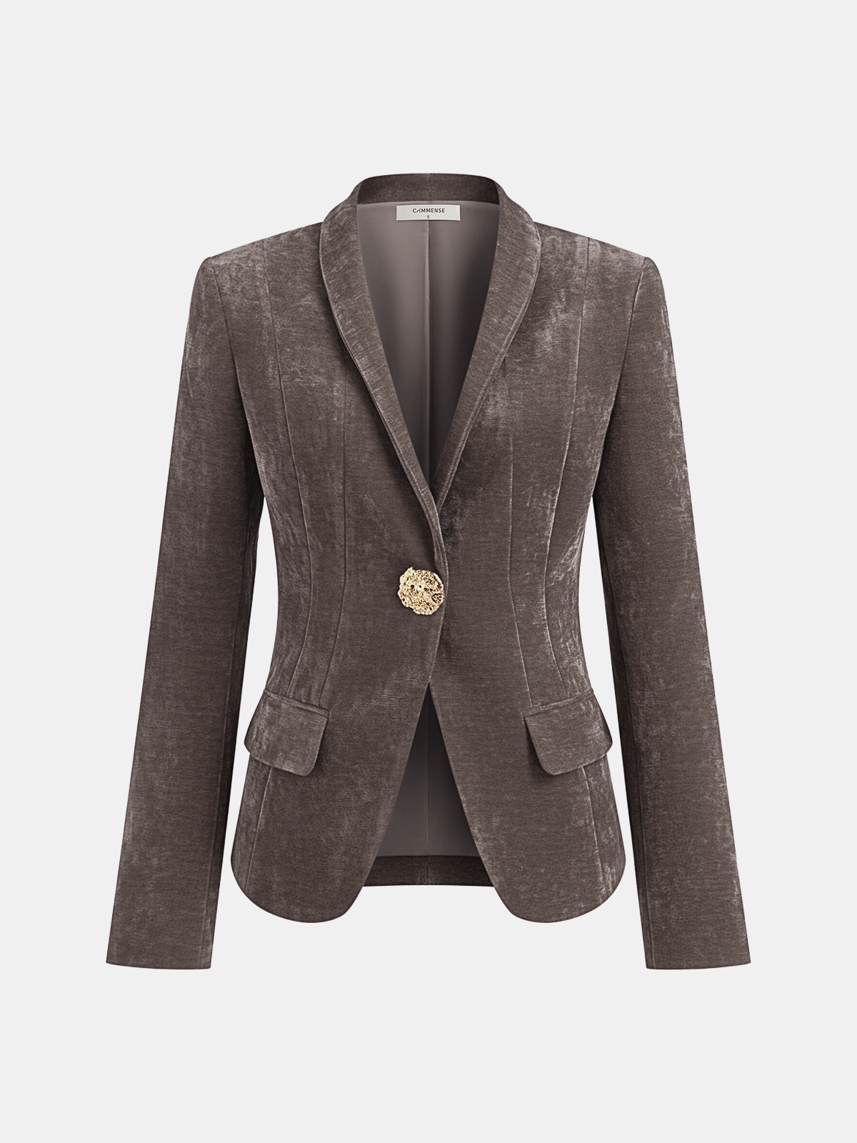 Metal Button Velvet Blazer for Women Elegant Evening Wear