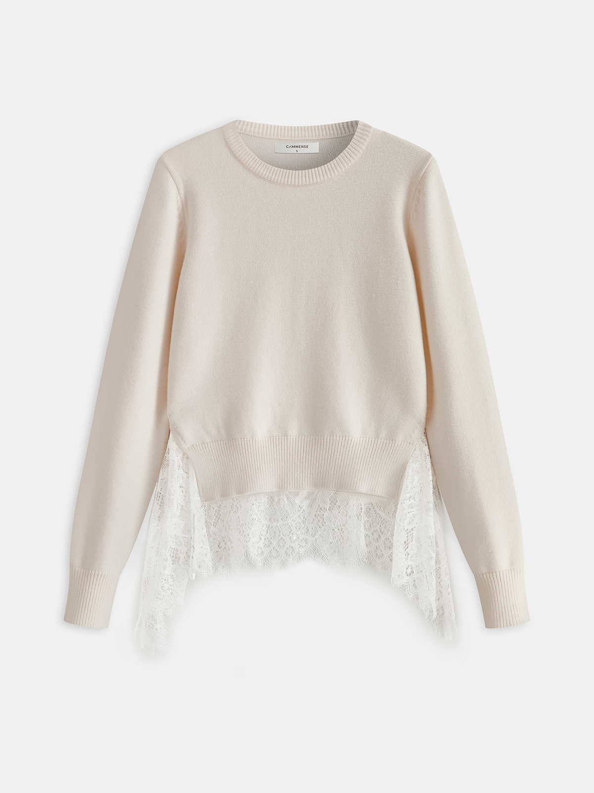 Lace Panel Knitted Sweater for Women Casual Fit