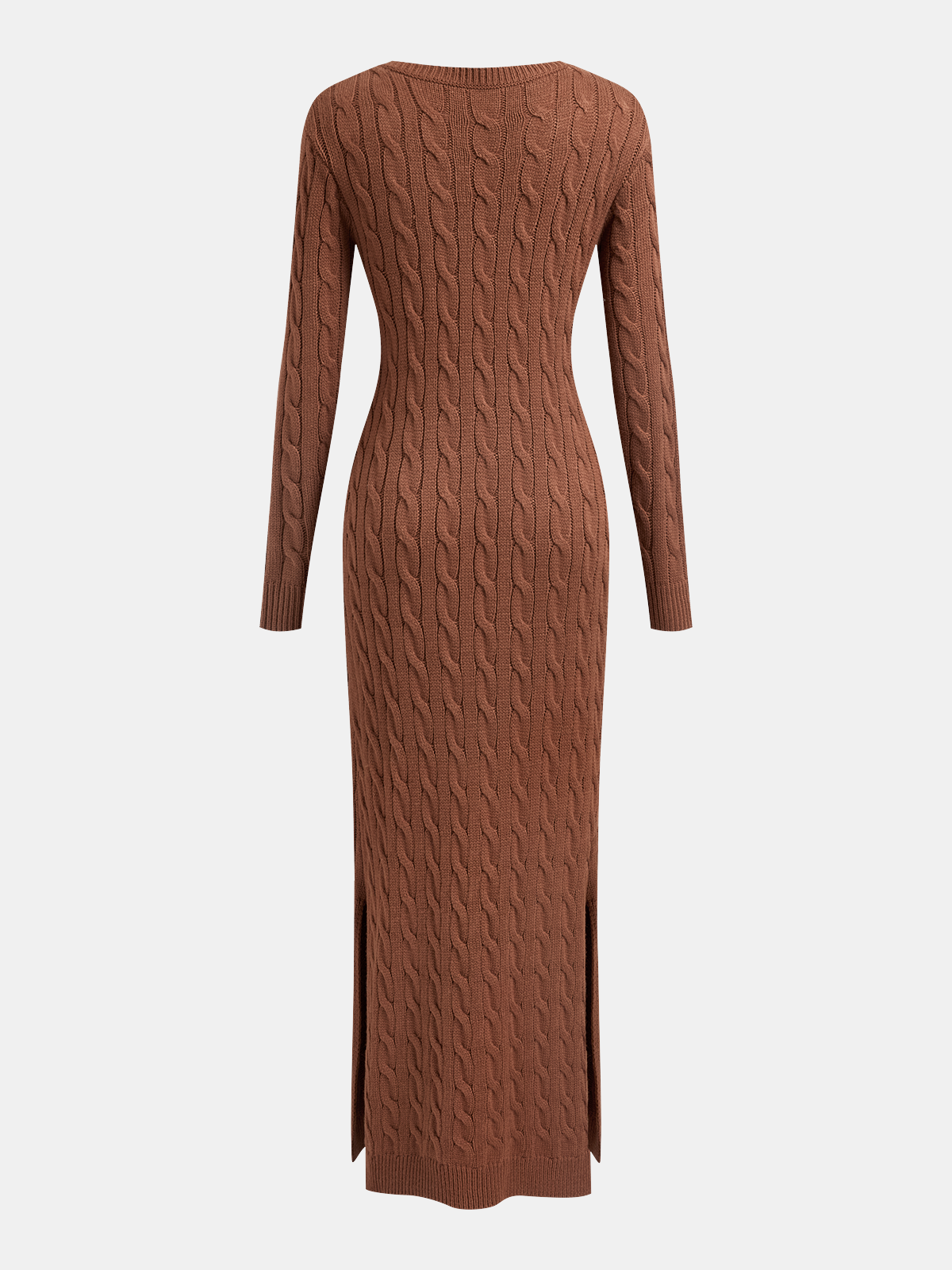 Cable-Knit V-Neck Maxi Sweater Dress Cozy Winter Essential