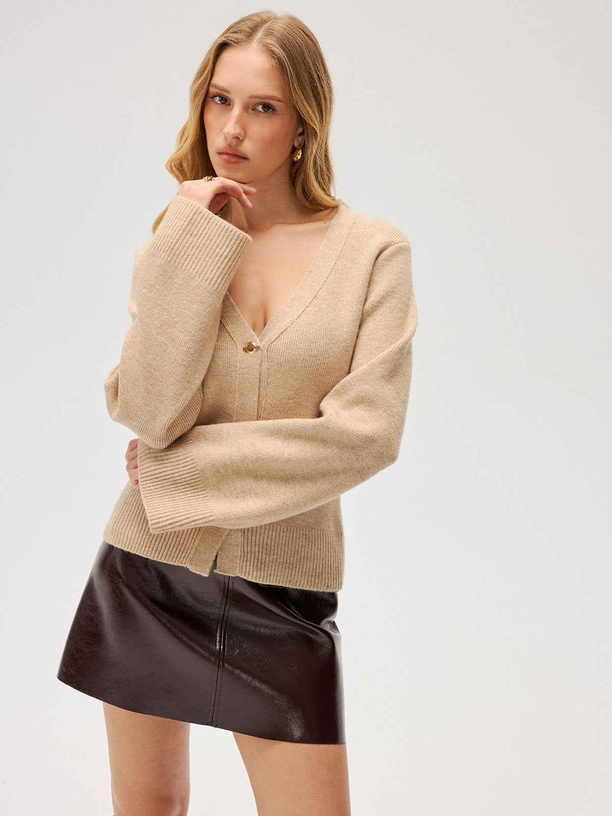 V-Neck Button Knit Cardigan Lightweight Casual Sweater
