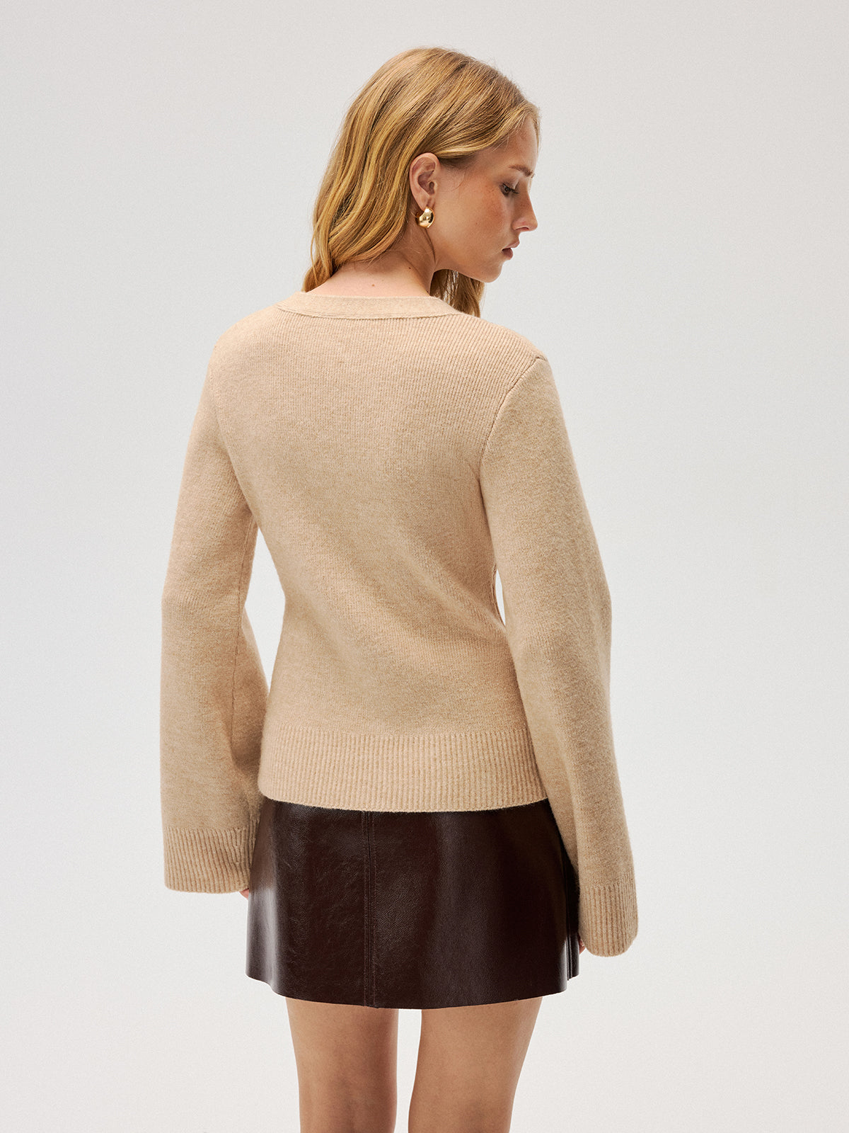 V-Neck Button Knit Cardigan Lightweight Casual Sweater