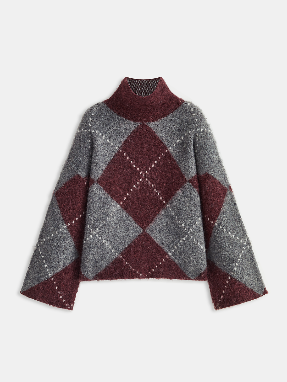 Argyle Wool-Blend Turtleneck Sweater for Winter Comfort