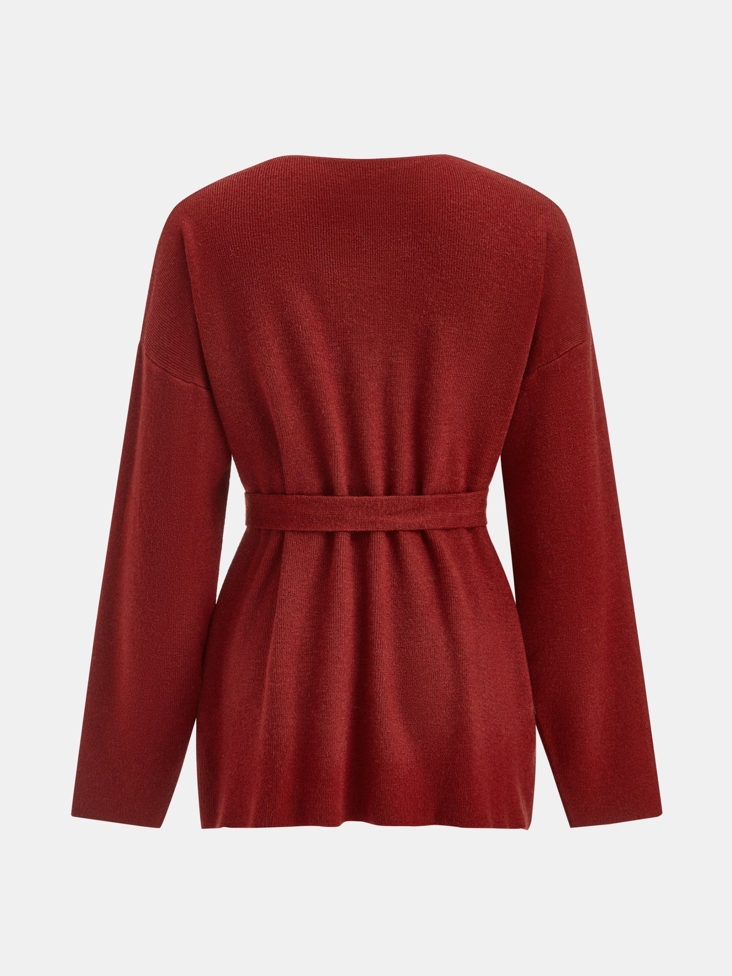 V-Neck Belted Sweater - Cozy Winter Knitwear Essentials