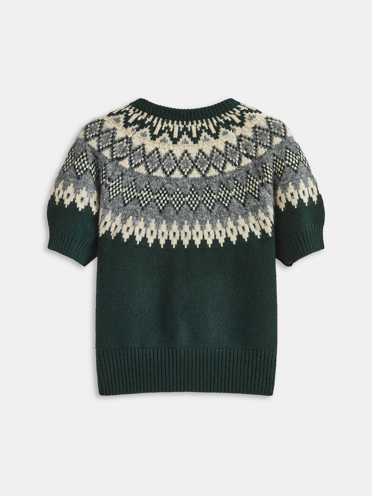 Cashmere-Blend Fair Isle Short-Sleeve Cardigan for Women's Fashion