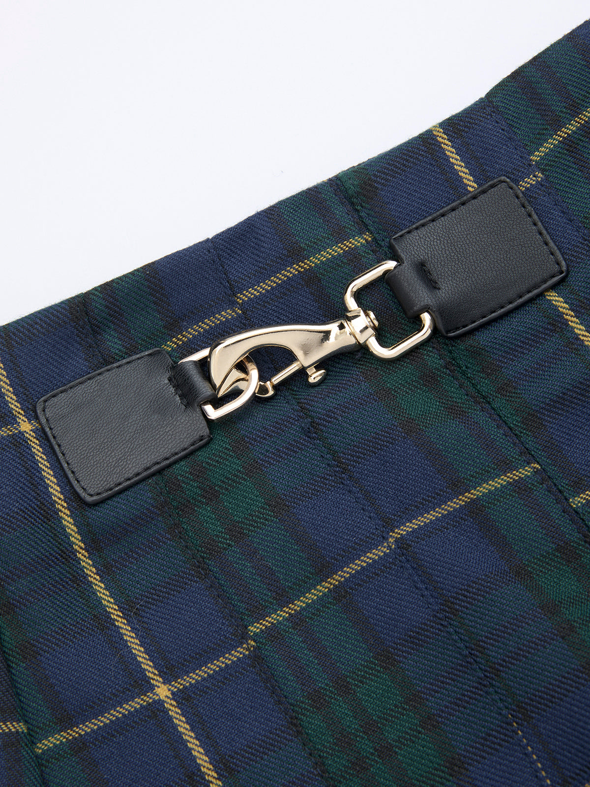 Pleated Plaid Buckle Maxi Skirt with Adjustable Waistband