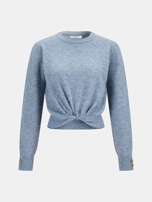 Wool-Blend Knot-Front Sweater Comfortable and Stylish Pullover