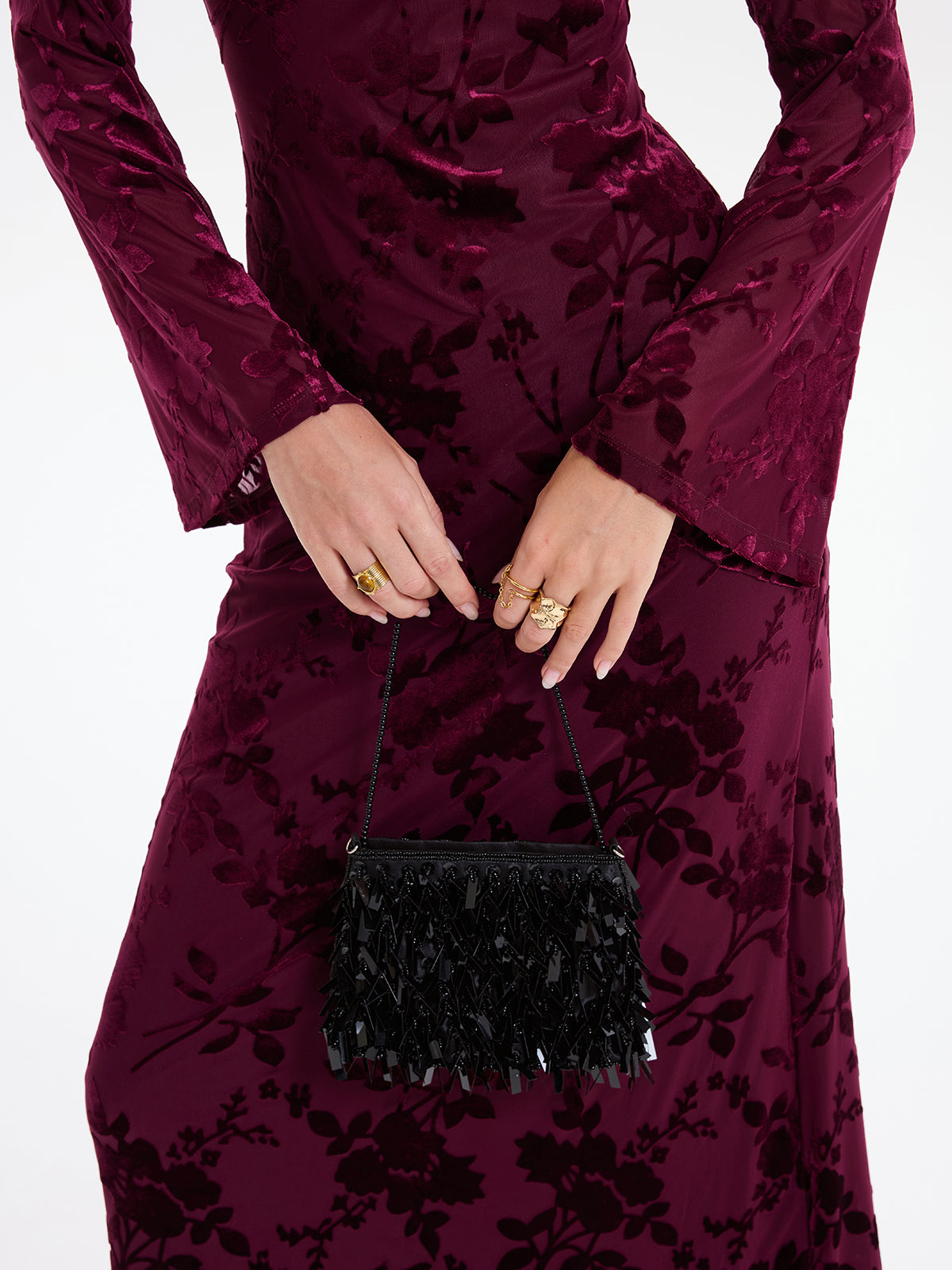 Floral-Jacquard Backless Maxi Dress for Women with Elegant Evening Design
