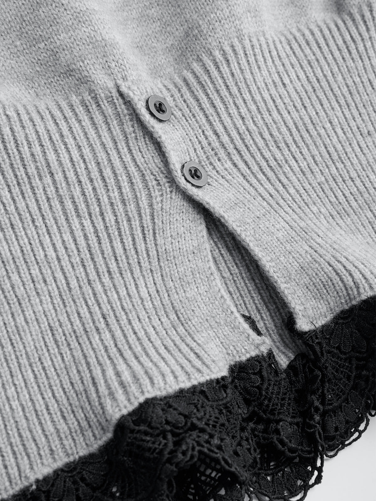 Contrast Collar Lace Hem Sweater for Women Elegant Style