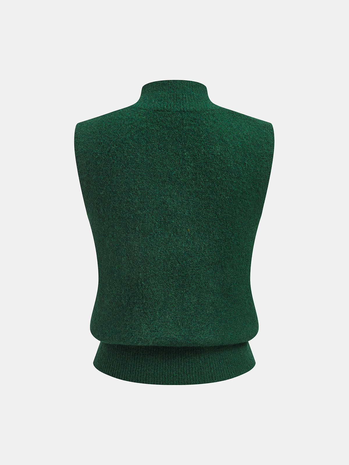 Metal Detail Mock Neck Wool Blend Vest with Button Accents and Tailored Fit