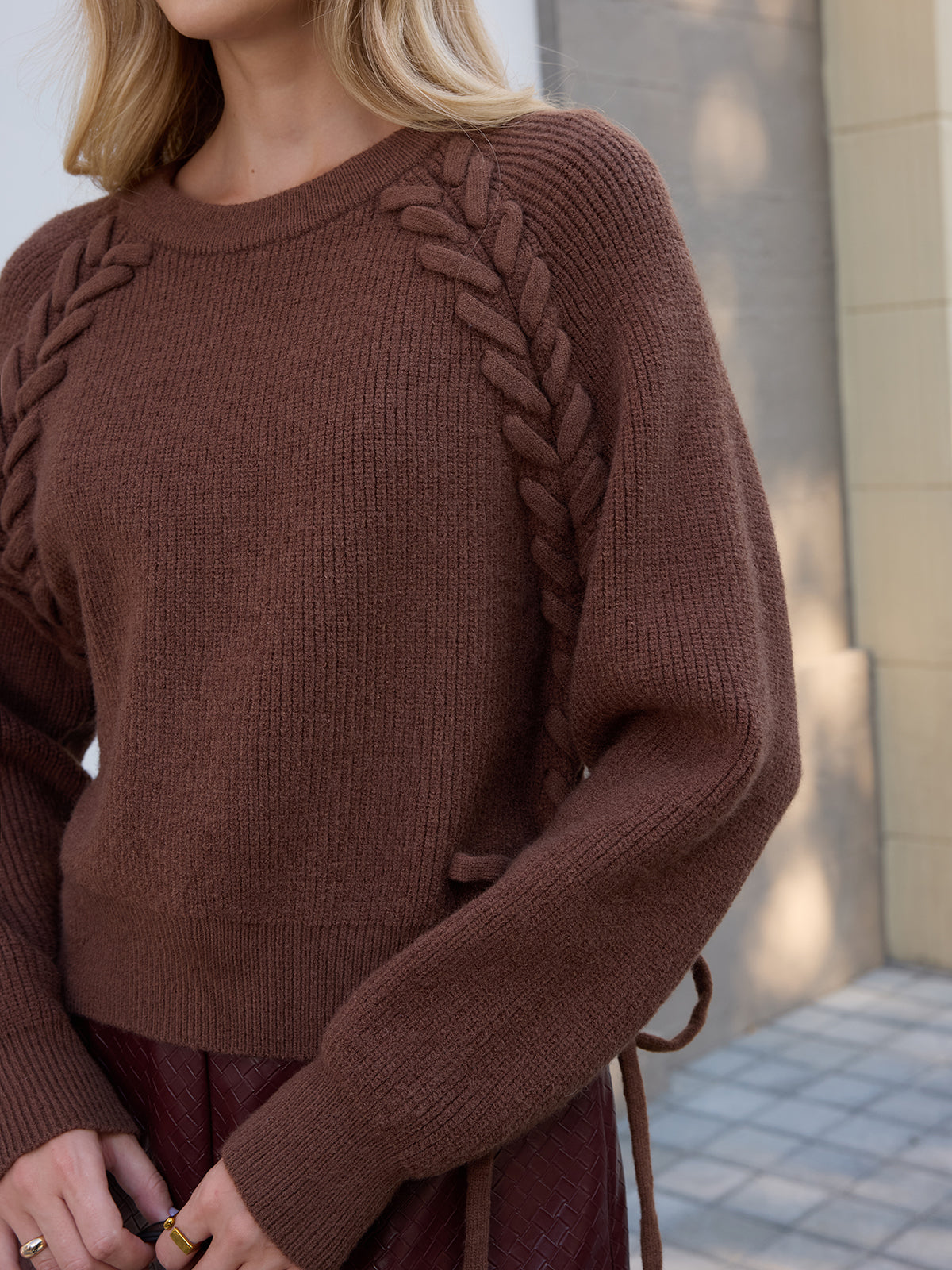 Side Tie Loose Knit Top, Casual Comfortable Women’s Spring Apparel
