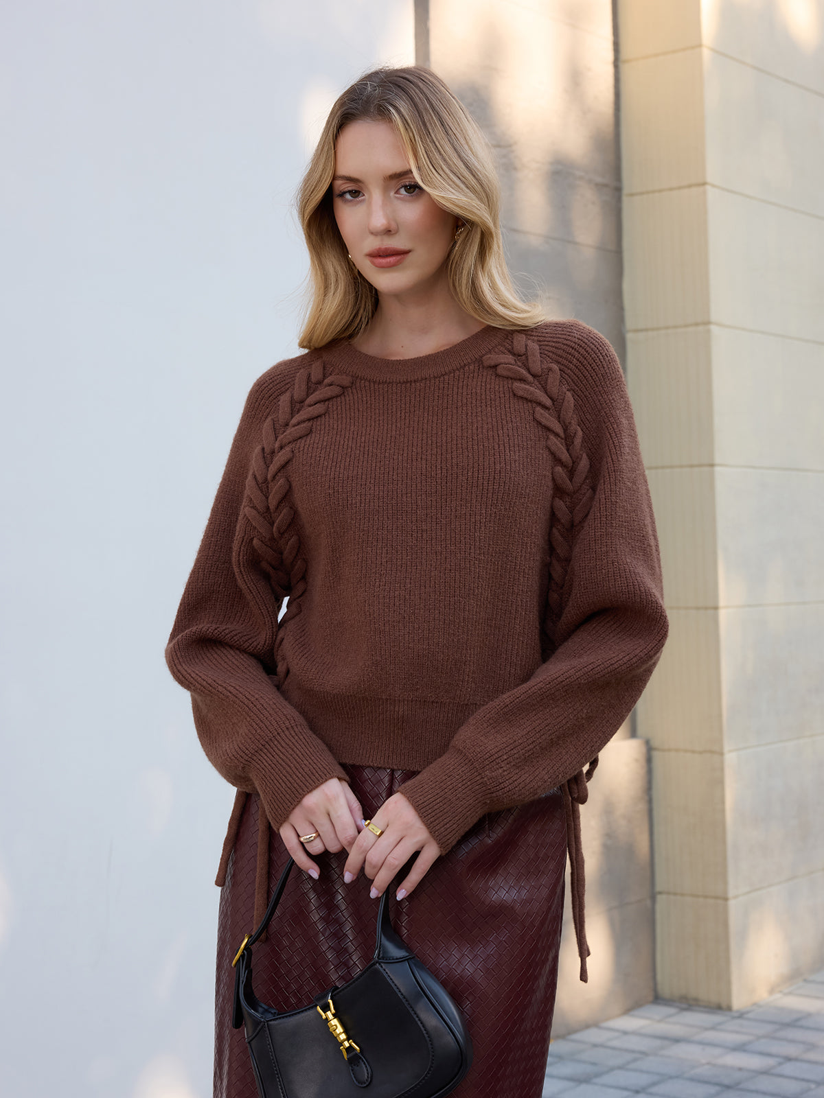 Side Tie Loose Knit Top, Casual Comfortable Women’s Spring Apparel