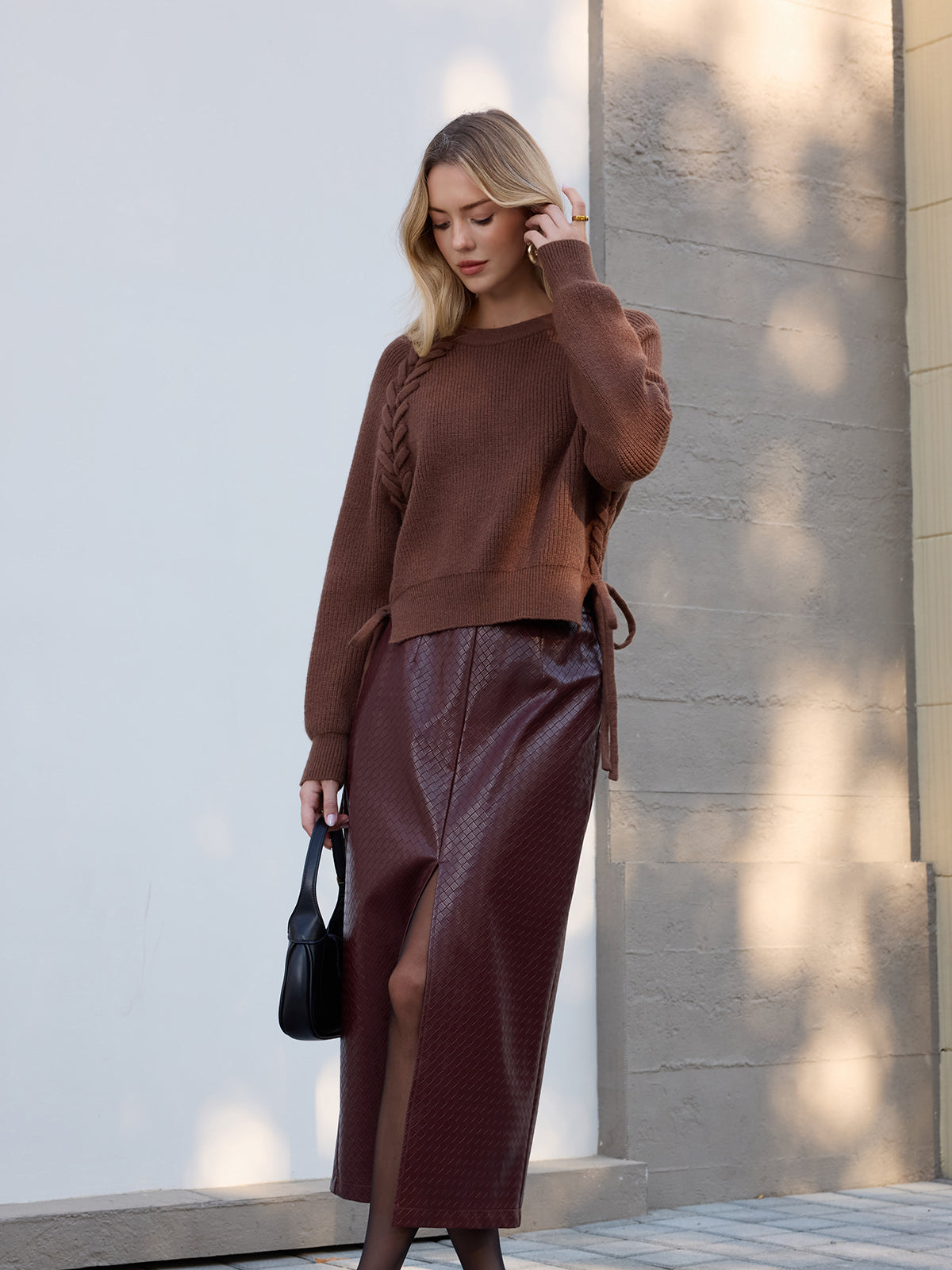 Side Tie Loose Knit Top, Casual Comfortable Women’s Spring Apparel