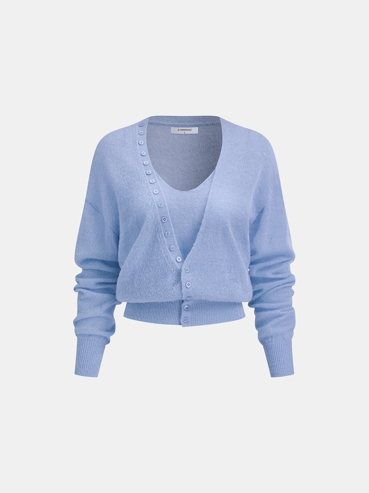 Wool Blend Cropped Cardigan & Top Set, Trendy Layered Fall Outfit