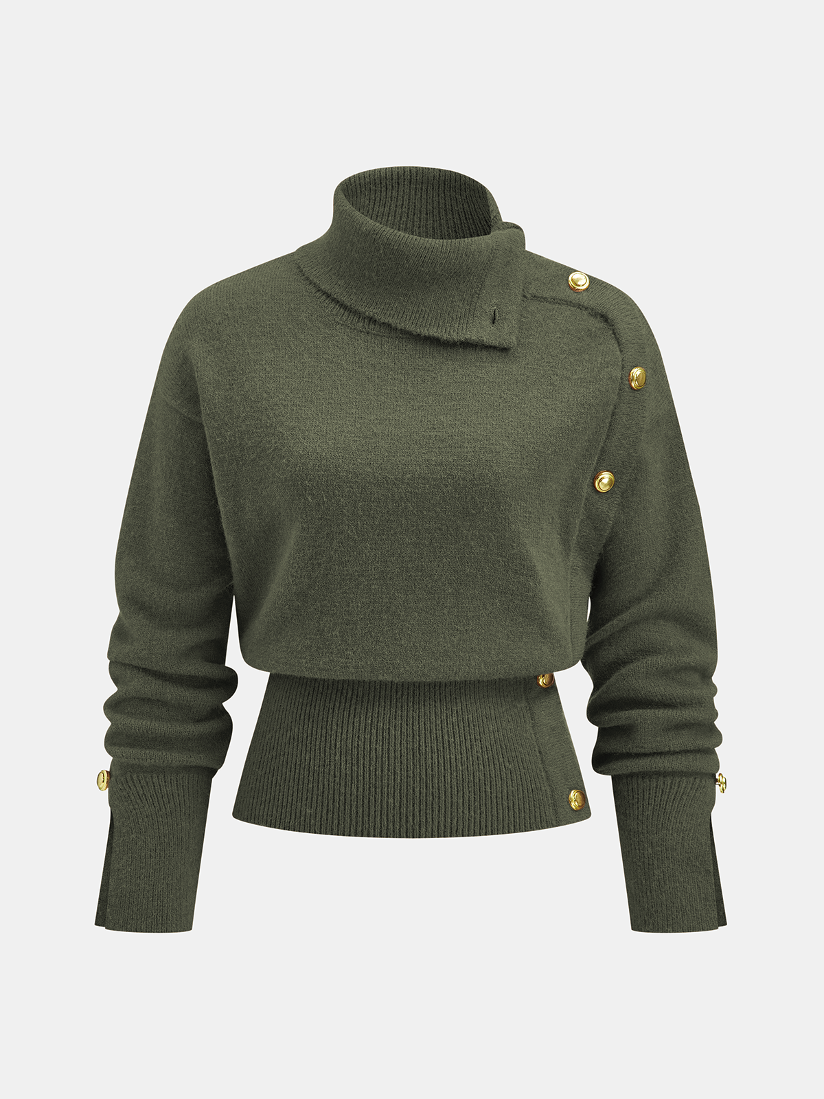 Cinched Waist Asymmetrical Turtleneck Sweater for Women in Winter Fashion