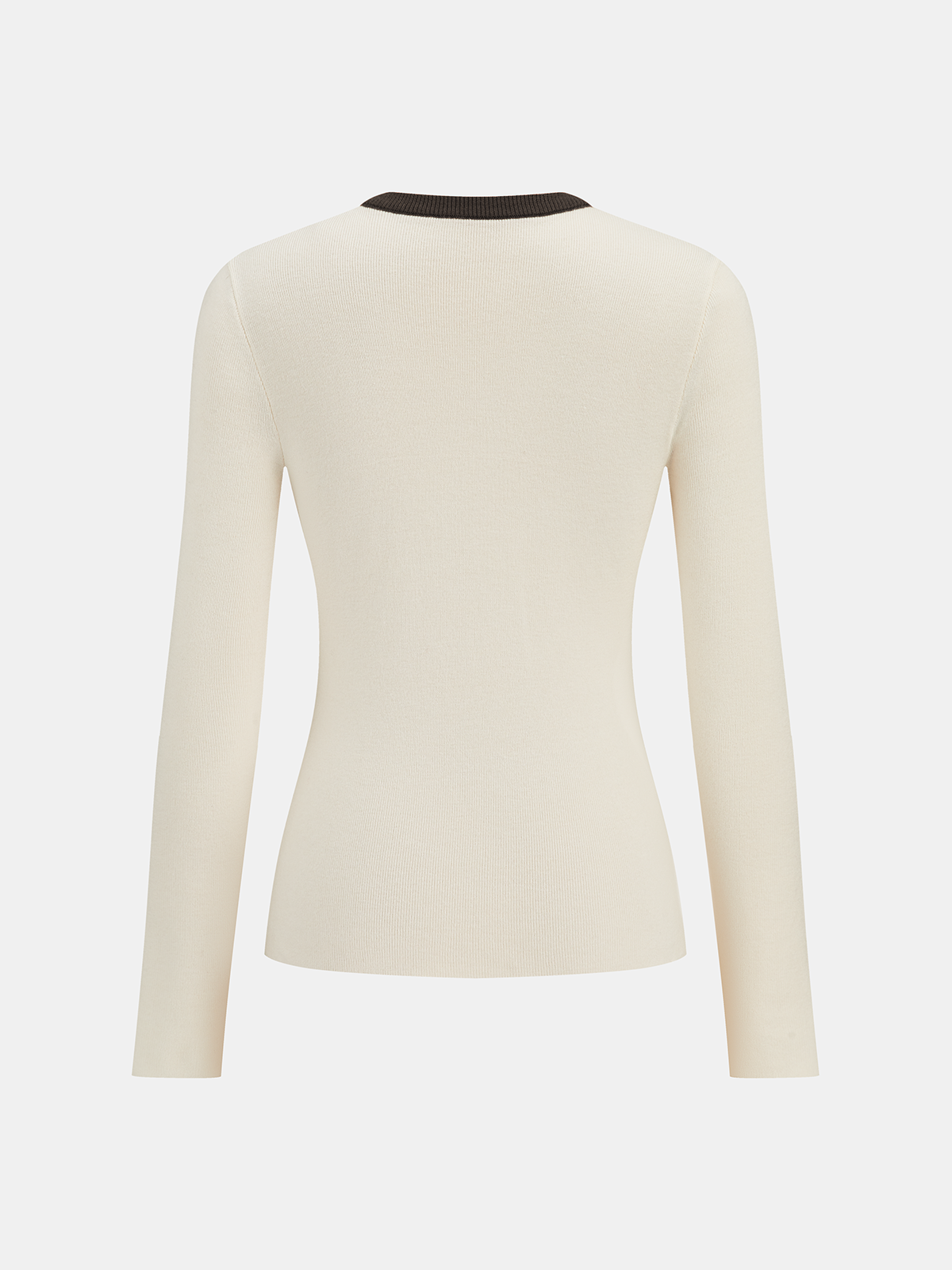 Metal Detail Color-Block Long Sleeve Knit Top, Casual Stylish Women's Fall Apparel