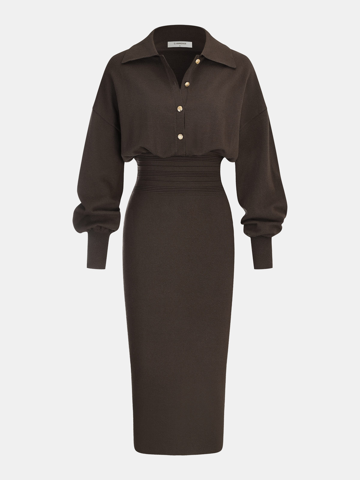Cinched Waist Knit Shirt Dress - Comfortable Everyday Midi Style