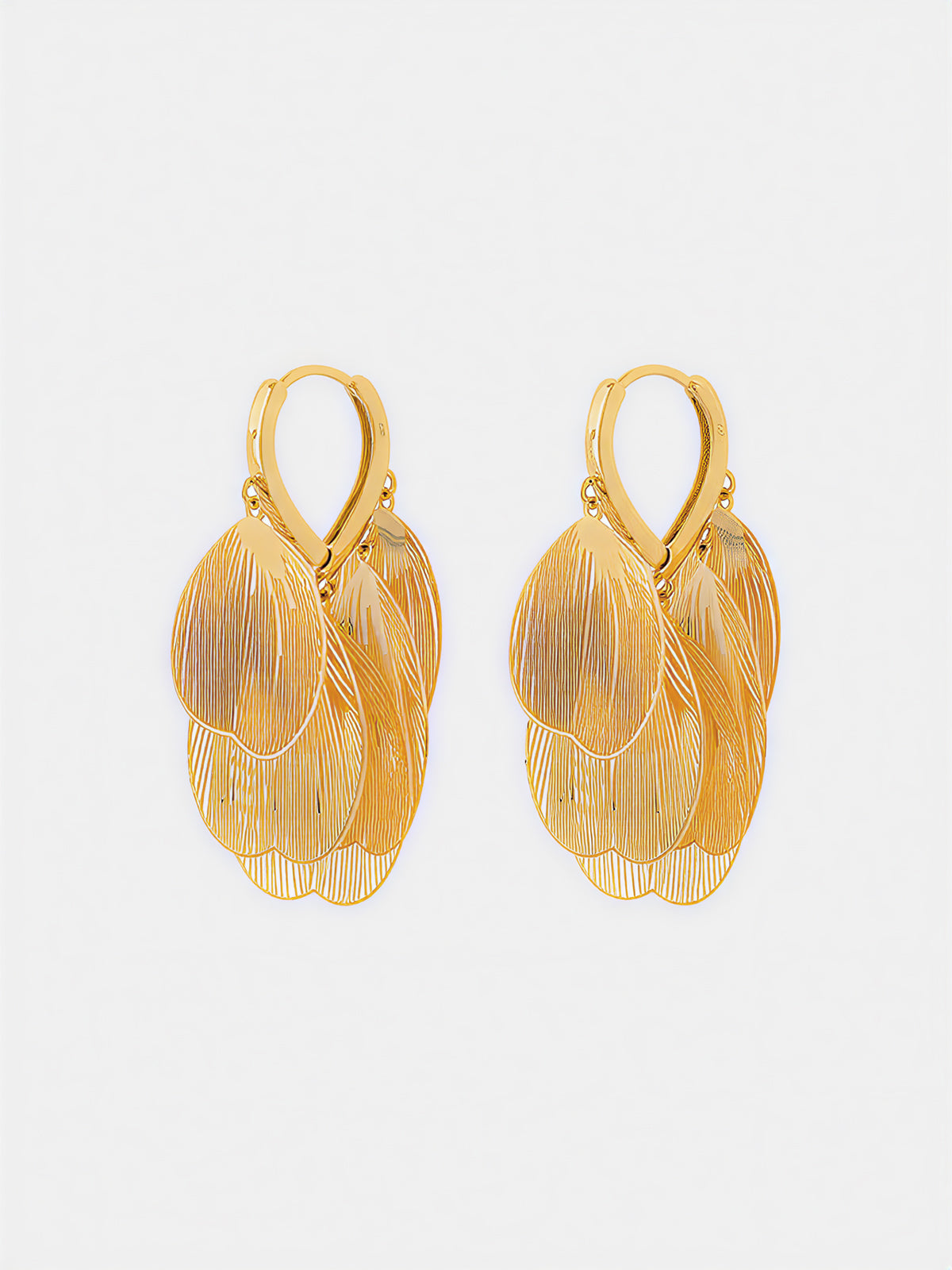 Leaf-Textured Cluster Drop Hoop Earrings for Women in Sterling Silver