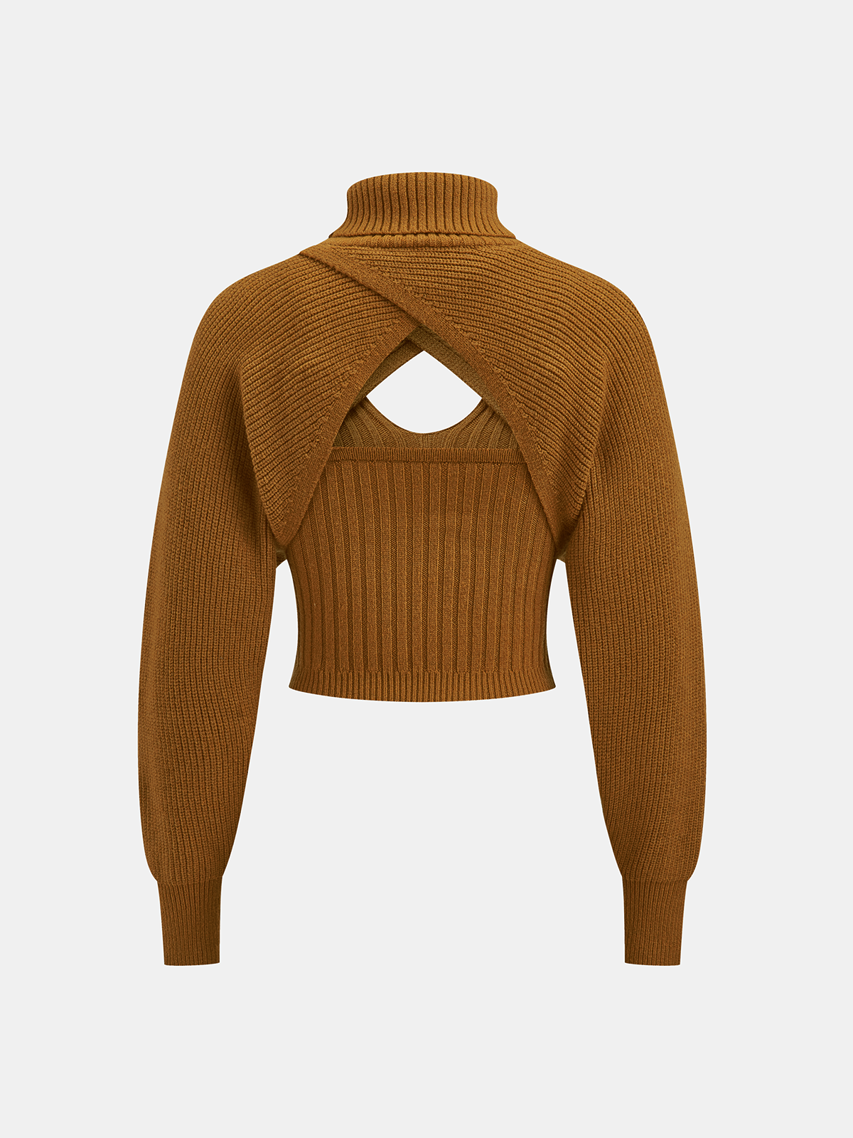 Turtleneck Overlay and Cami Top Knit Two-Piece Set, Stylish Winter Layering Essentials