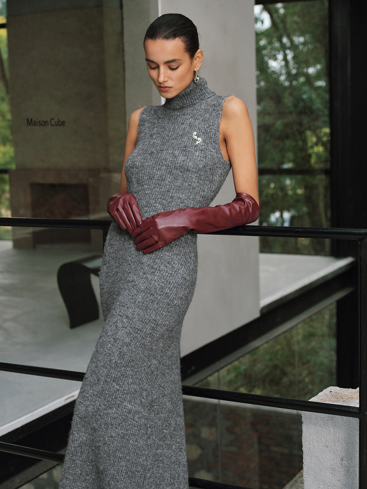 Wool Blend Sleeveless Turtleneck Sweater Dress for Women Fall Fashion