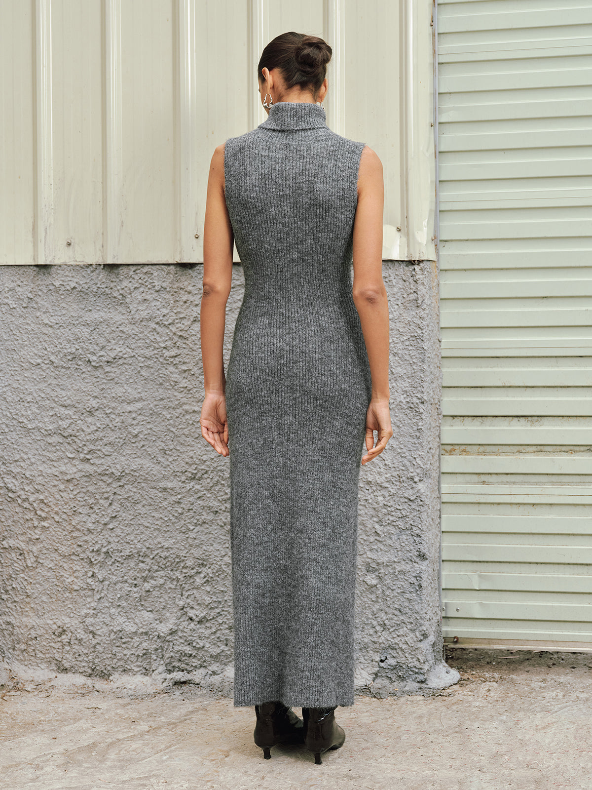 Wool Blend Sleeveless Turtleneck Sweater Dress for Women Fall Fashion