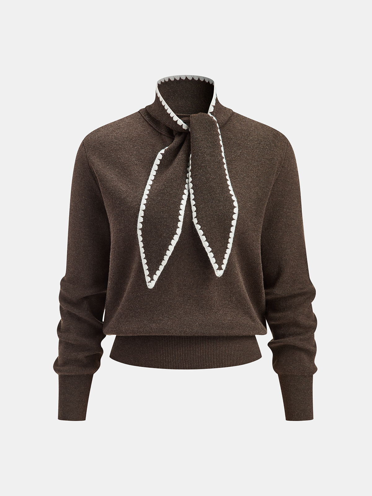 Wool-Blend Tie-Neck Knit Co-ord Set for Women, Stylish and Comfortable