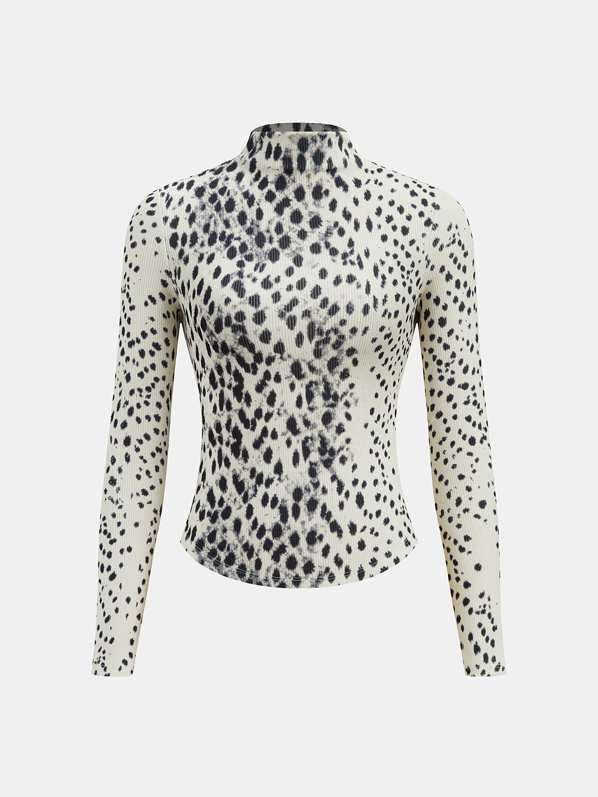Leopard Print Ribbed Mock Neck Top Women's Trendy Long Sleeve Pullover