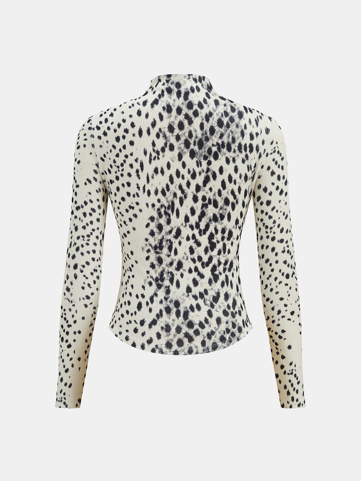 Leopard Print Ribbed Mock Neck Top Women's Trendy Long Sleeve Pullover