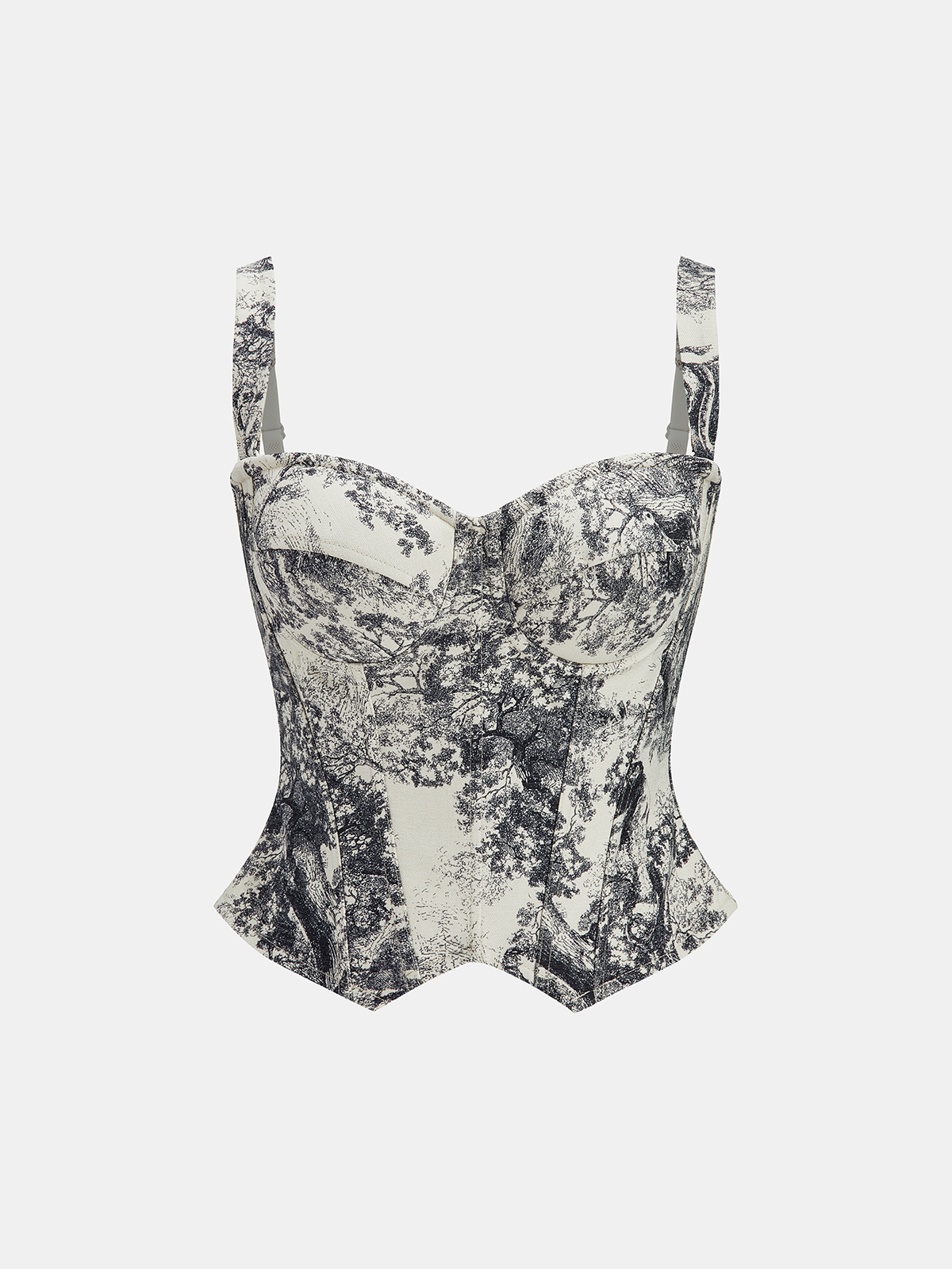 Ink Wash Painting Print Corset Top Traditional Chinese Art Inspired