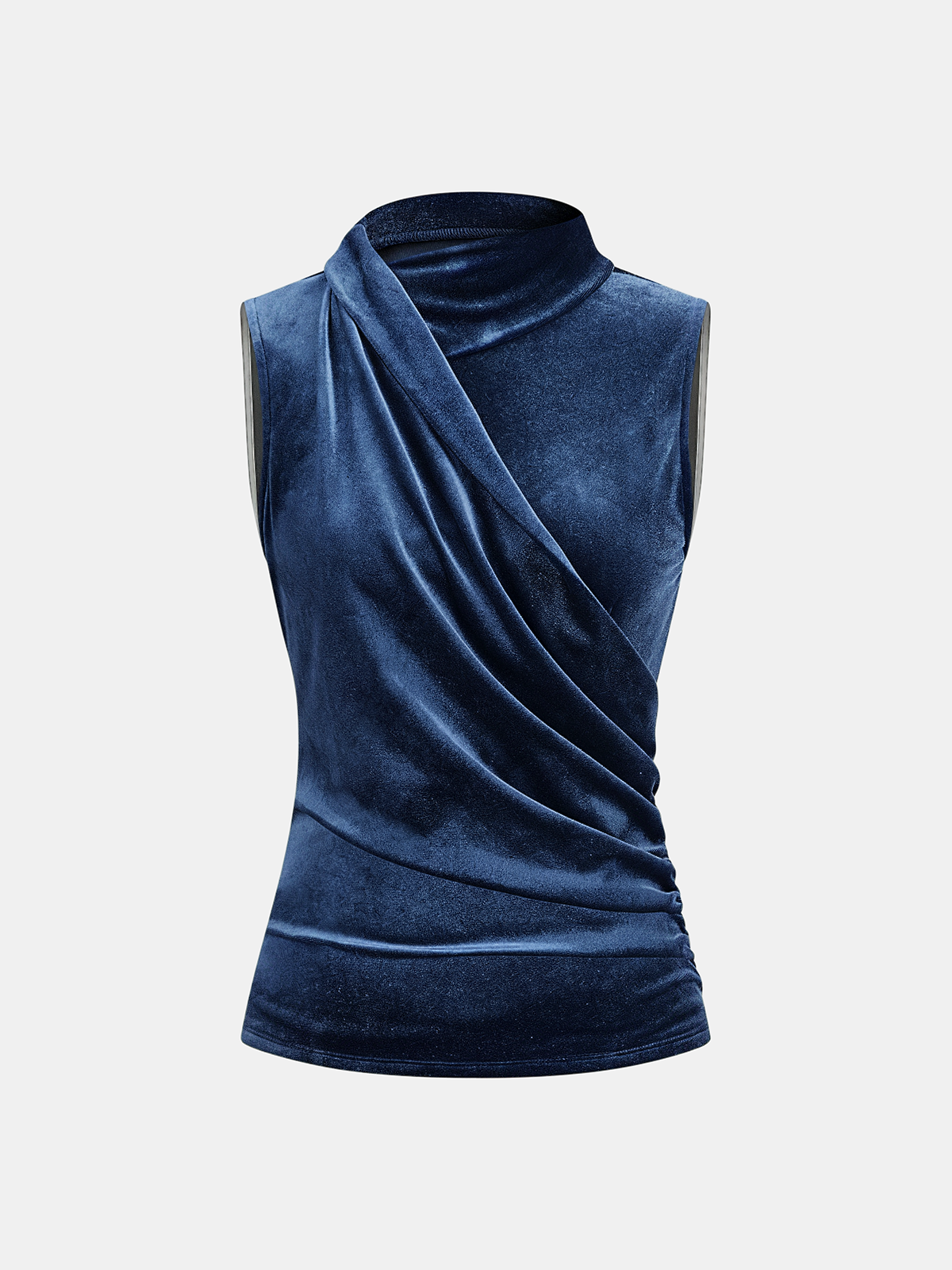 Velvet Draped Sleeveless Top for Evening Wear