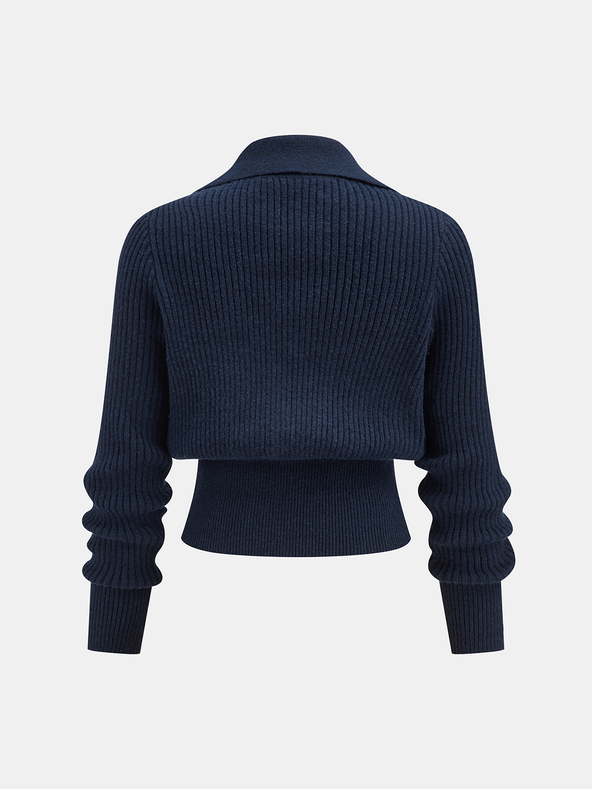 Collared Metal Buckle Ribbed Cropped Sweater for Women Trendy Fall Fashion