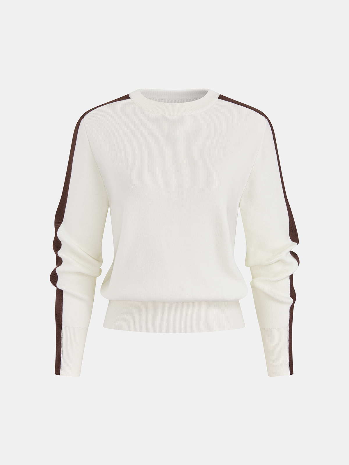Wool-Blend Contrast-Stripe Crew Neck Sweater for Men, Casual Winter Essential