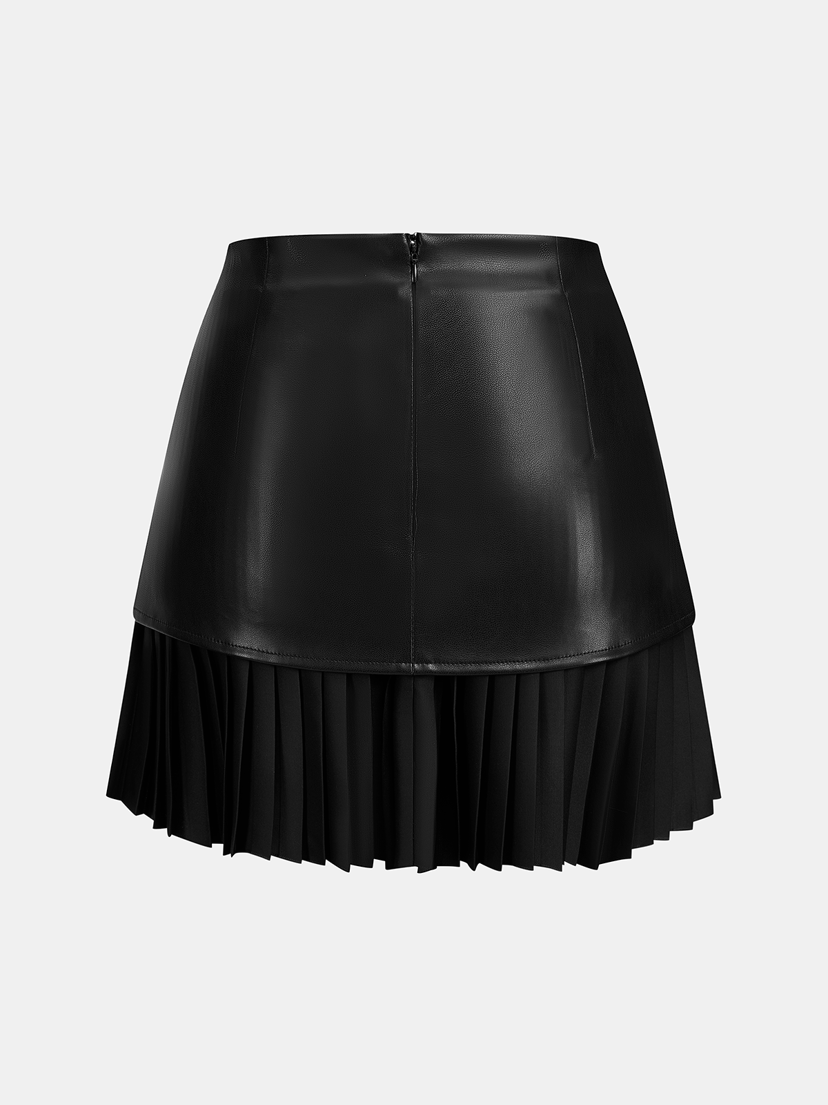 Faux Leather Ruched Pleated Mini Skirt Trendy High Waist Fashion