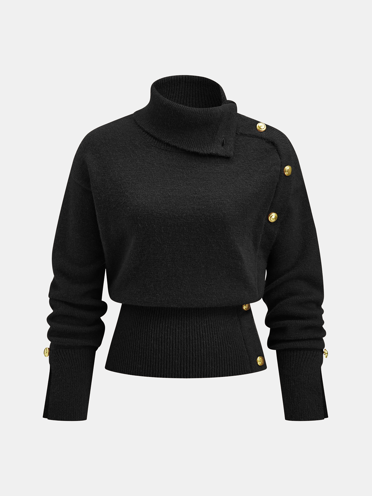 Cinched Waist Asymmetrical Turtleneck Sweater for Women in Winter Fashion