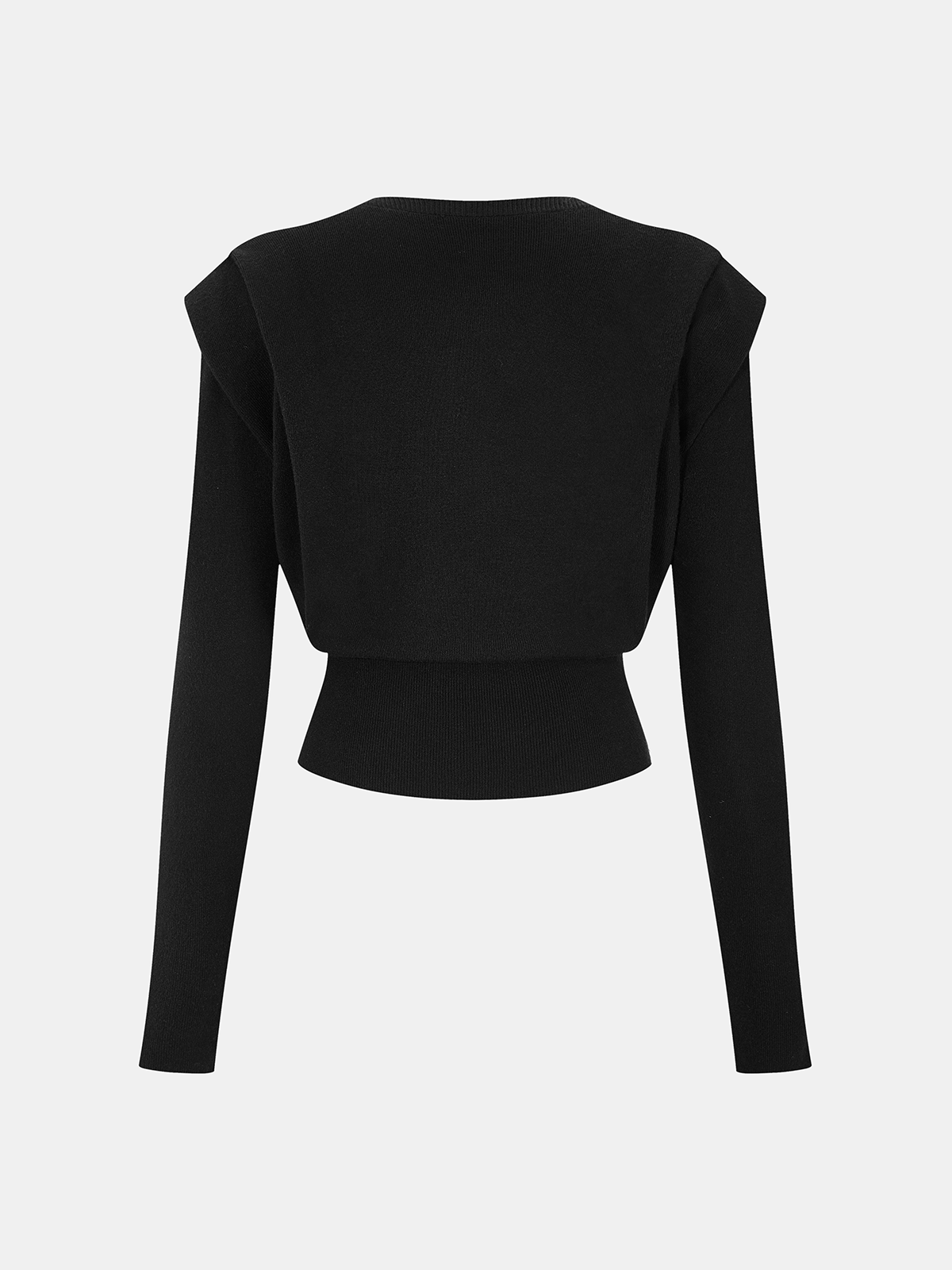 Structured-Shoulder Cinched-Waist Knit Top for Women: Sleek & Versatile Style