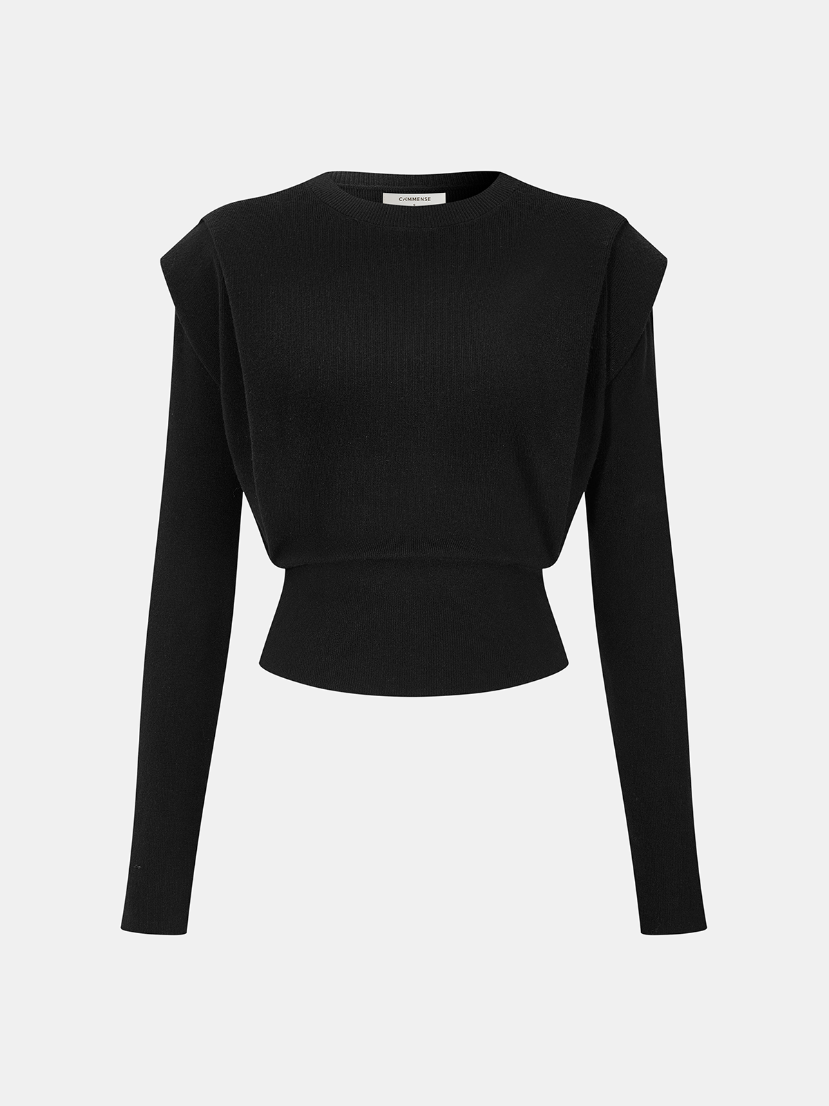Structured-Shoulder Cinched-Waist Knit Top for Women: Sleek & Versatile Style